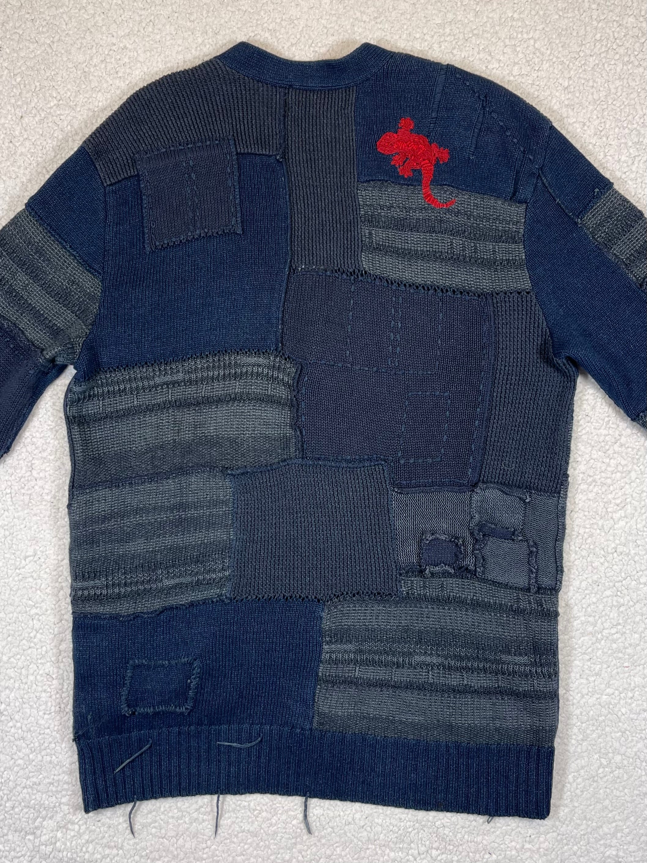 Polo by Ralph Lauren Indigo Patchwork Cotton & Linen Cardigan (Vintage 2000s)
