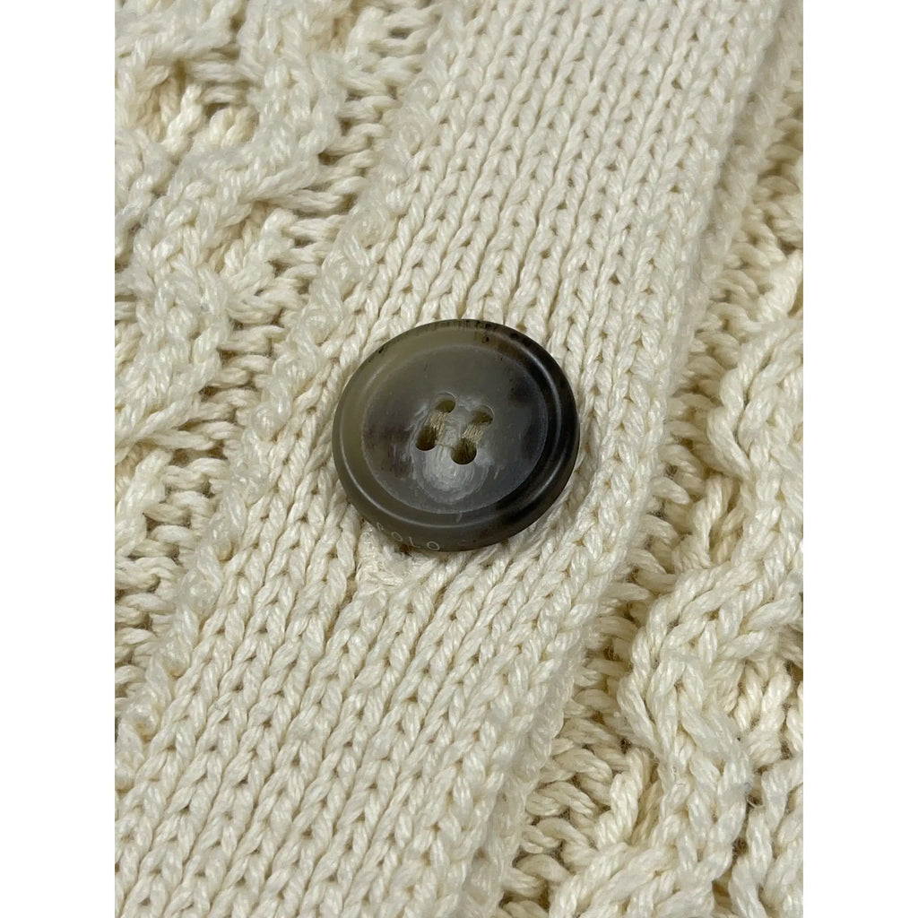 Polo Ralph Lauren Patchwork Aran Knit Cardigan with Goat Suede Elbow Patches