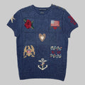 Haut sans manches en patchwork tricoté main Ralph Lauren (Vintage)