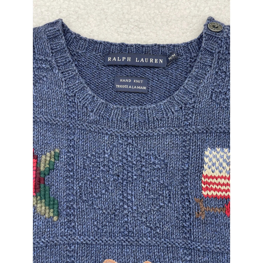 Haut sans manches en patchwork tricoté main Ralph Lauren (Vintage)