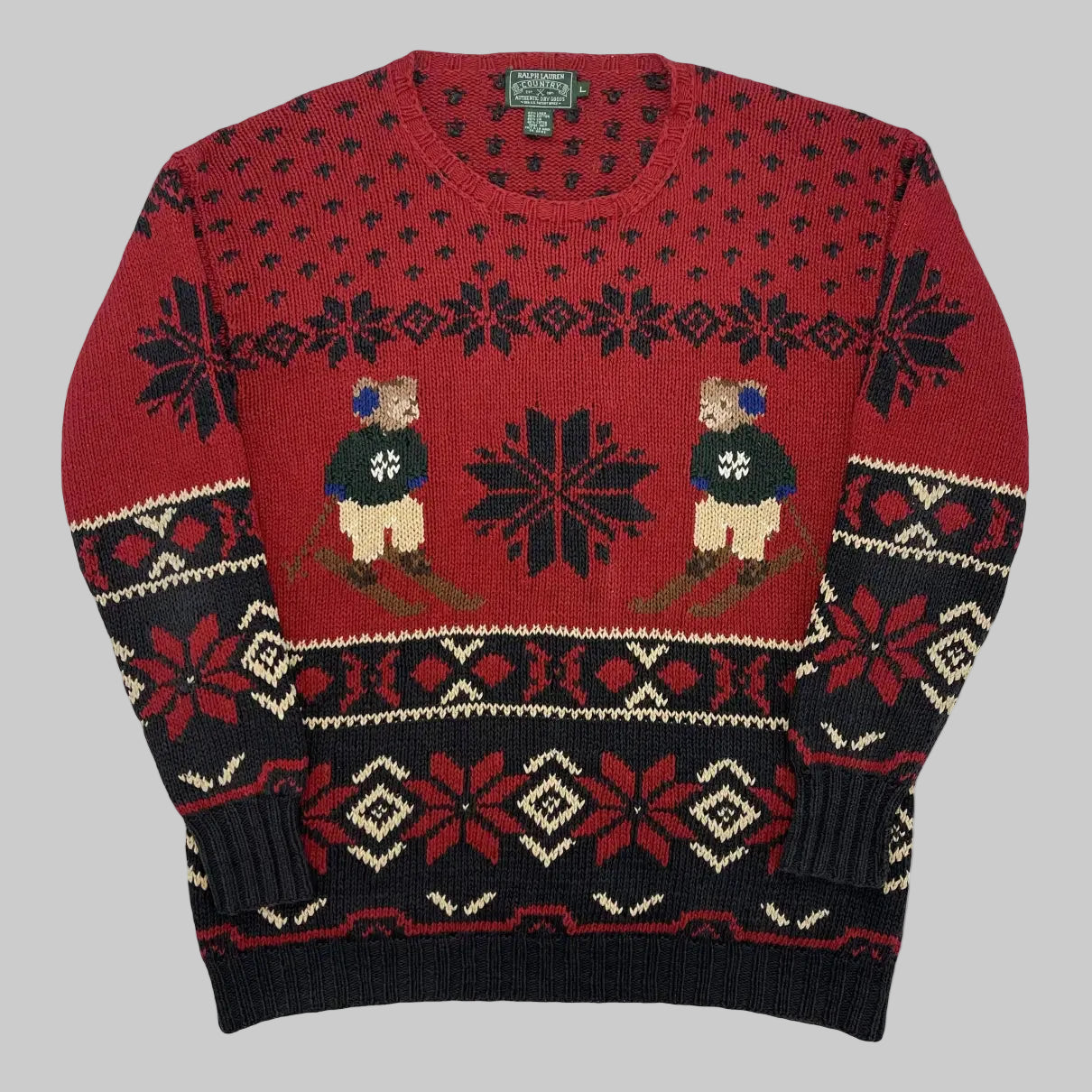 Polo Country Ralph Lauren Hand-Knit Polo Bear Linen & Cotton Sweater (Vintage)