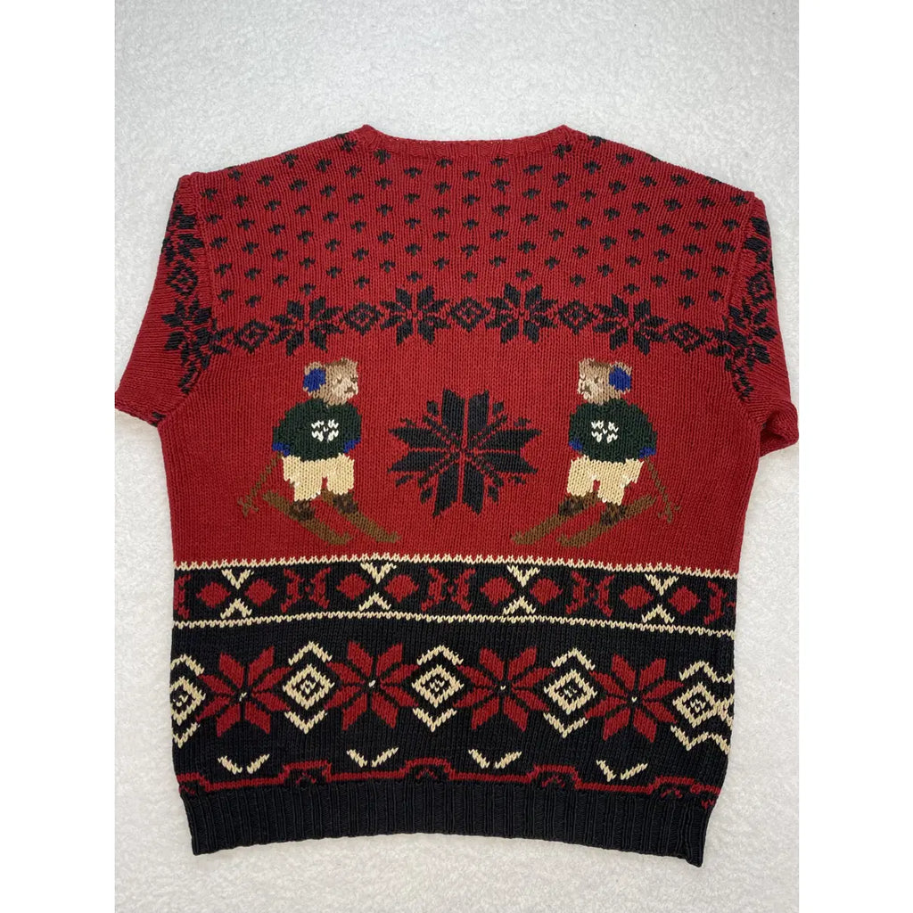 Polo Country Ralph Lauren Hand-Knit Polo Bear Linen & Cotton Sweater (Vintage)