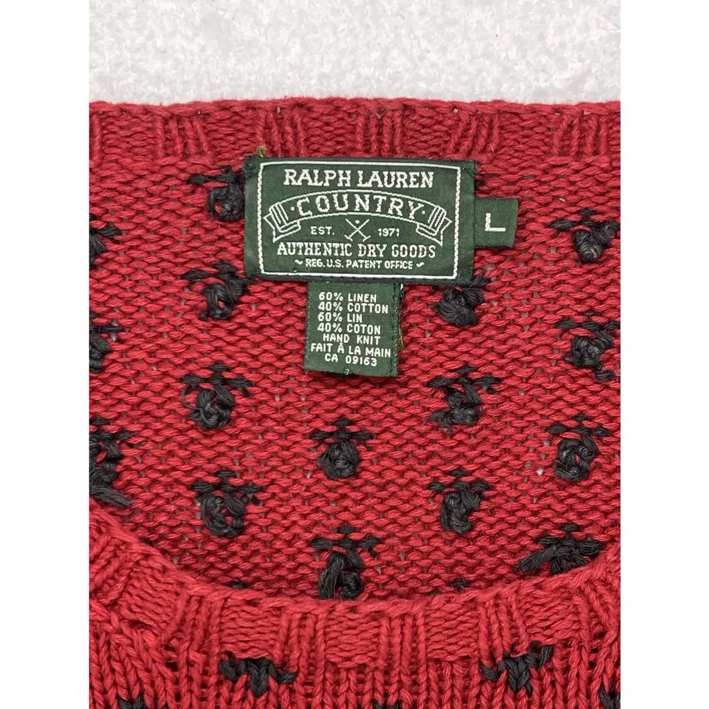 Polo Country Ralph Lauren Hand-Knit Polo Bear Linen & Cotton Sweater (Vintage)
