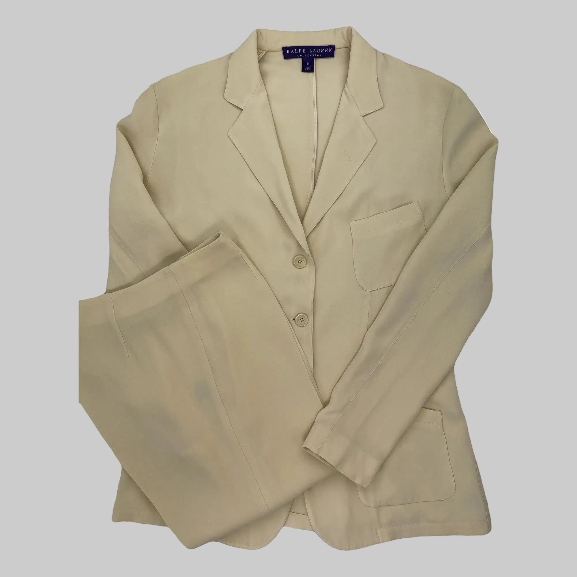 Ralph Lauren Collection Seiden-Shantung-Jacken- und -Hosen-Set (Vintage)