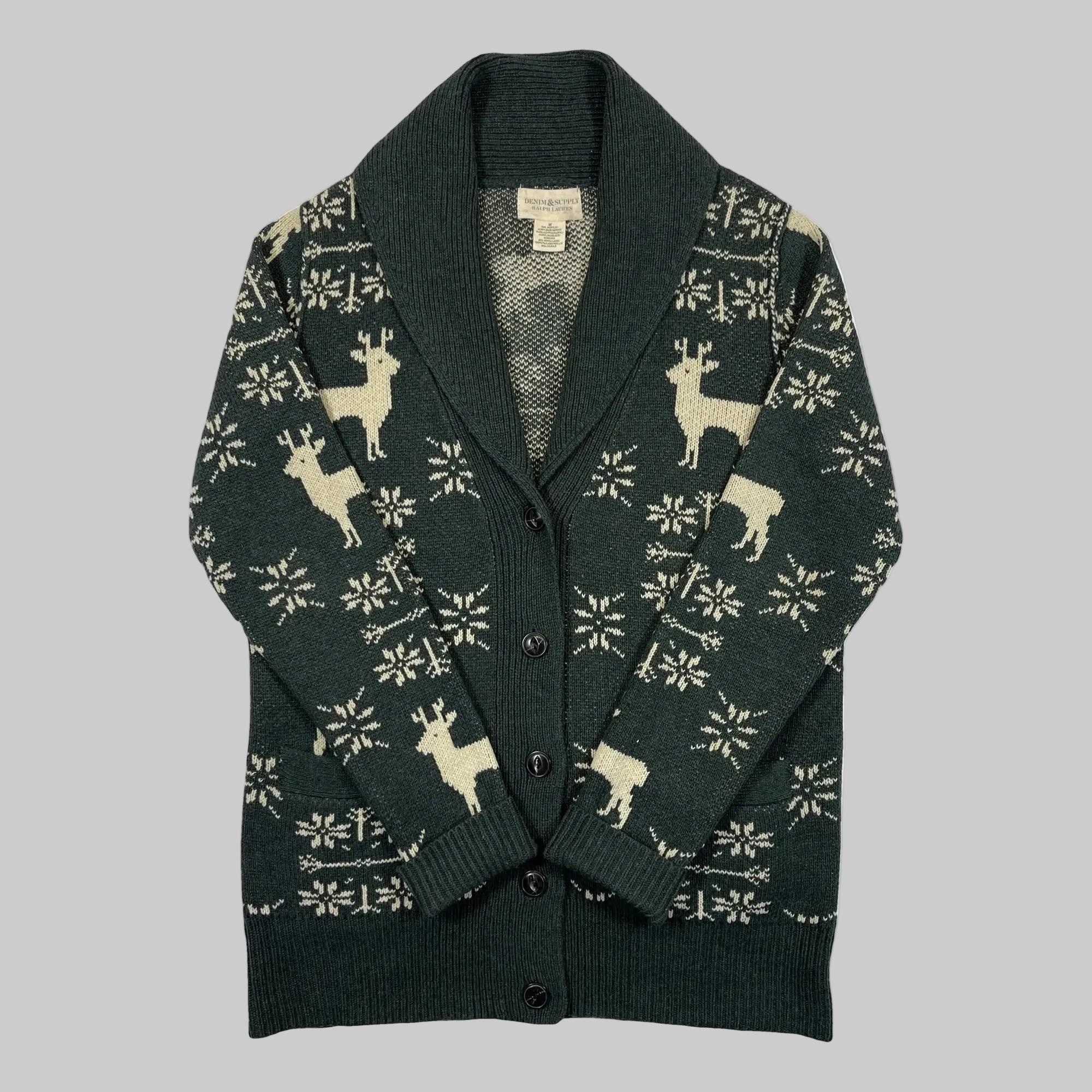 Denim & Supply Ralph Lauren Patterned Shawl Collar Wool Blend Cardigan (Vintage)