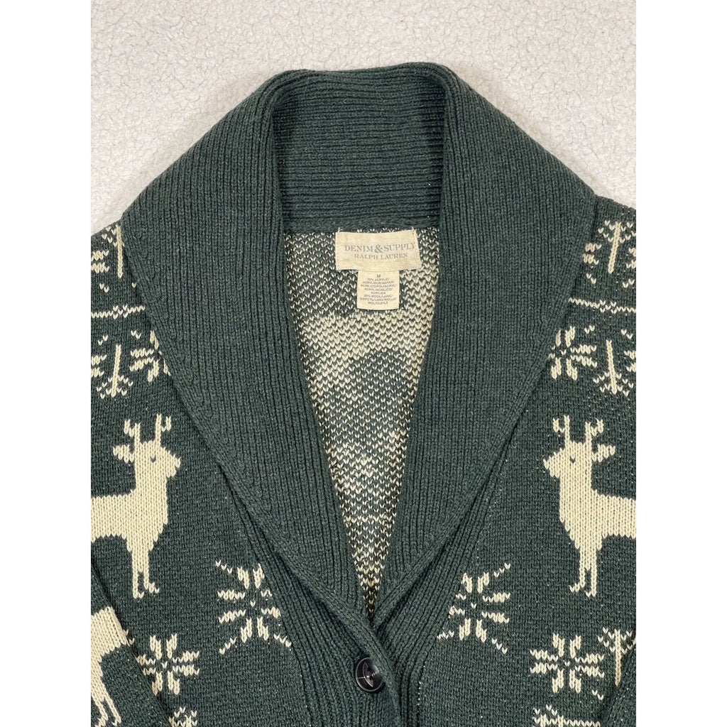 Denim & Supply Ralph Lauren Patterned Shawl Collar Wool Blend Cardigan (Vintage)