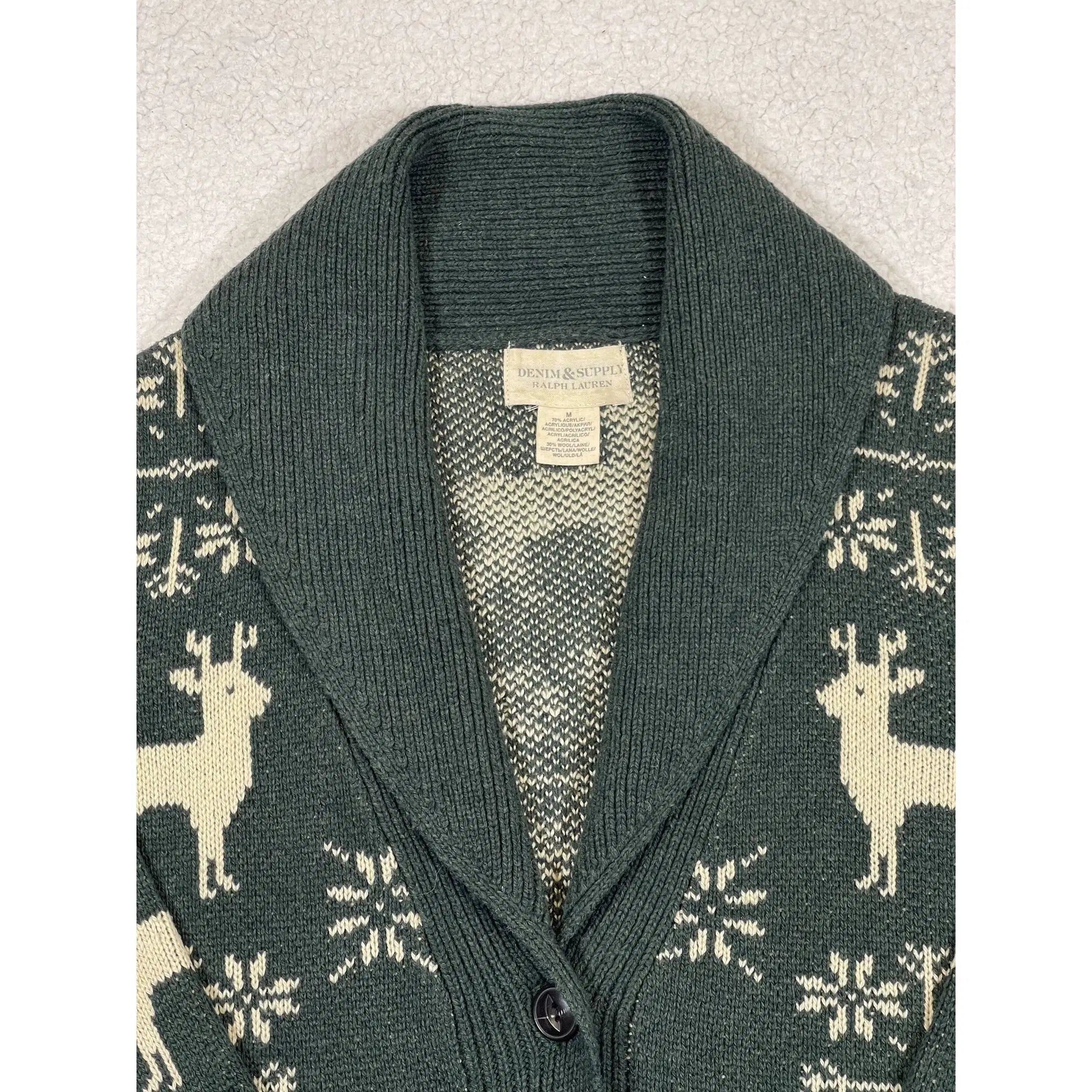 Denim & Supply Ralph Lauren Patterned Shawl Collar Wool Blend Cardigan (Vintage)