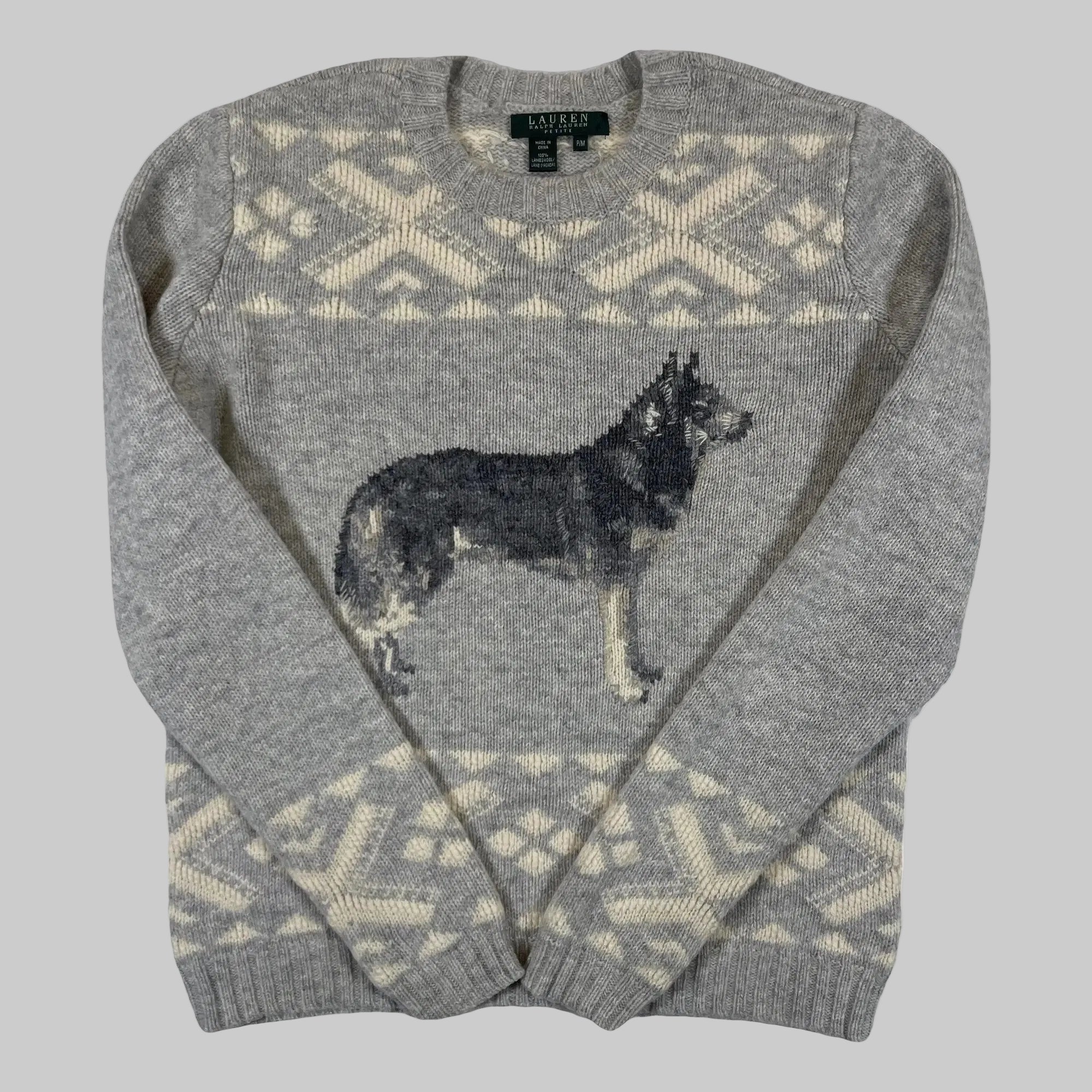 Lauren Ralph Lauren Pullover aus Lammwolle mit Husky-Muster (Vintage)