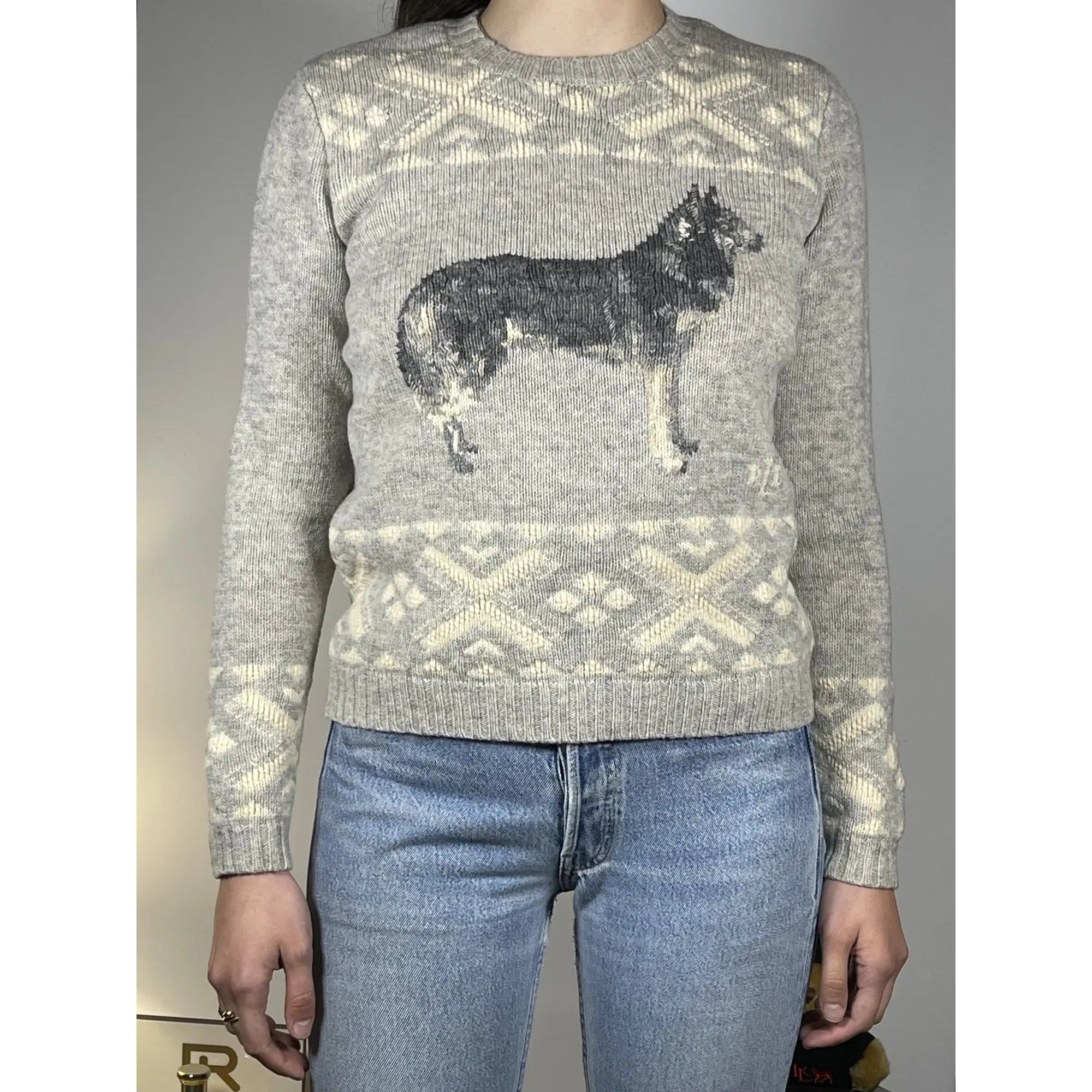 Lauren Ralph Lauren Pullover aus Lammwolle mit Husky-Muster (Vintage)