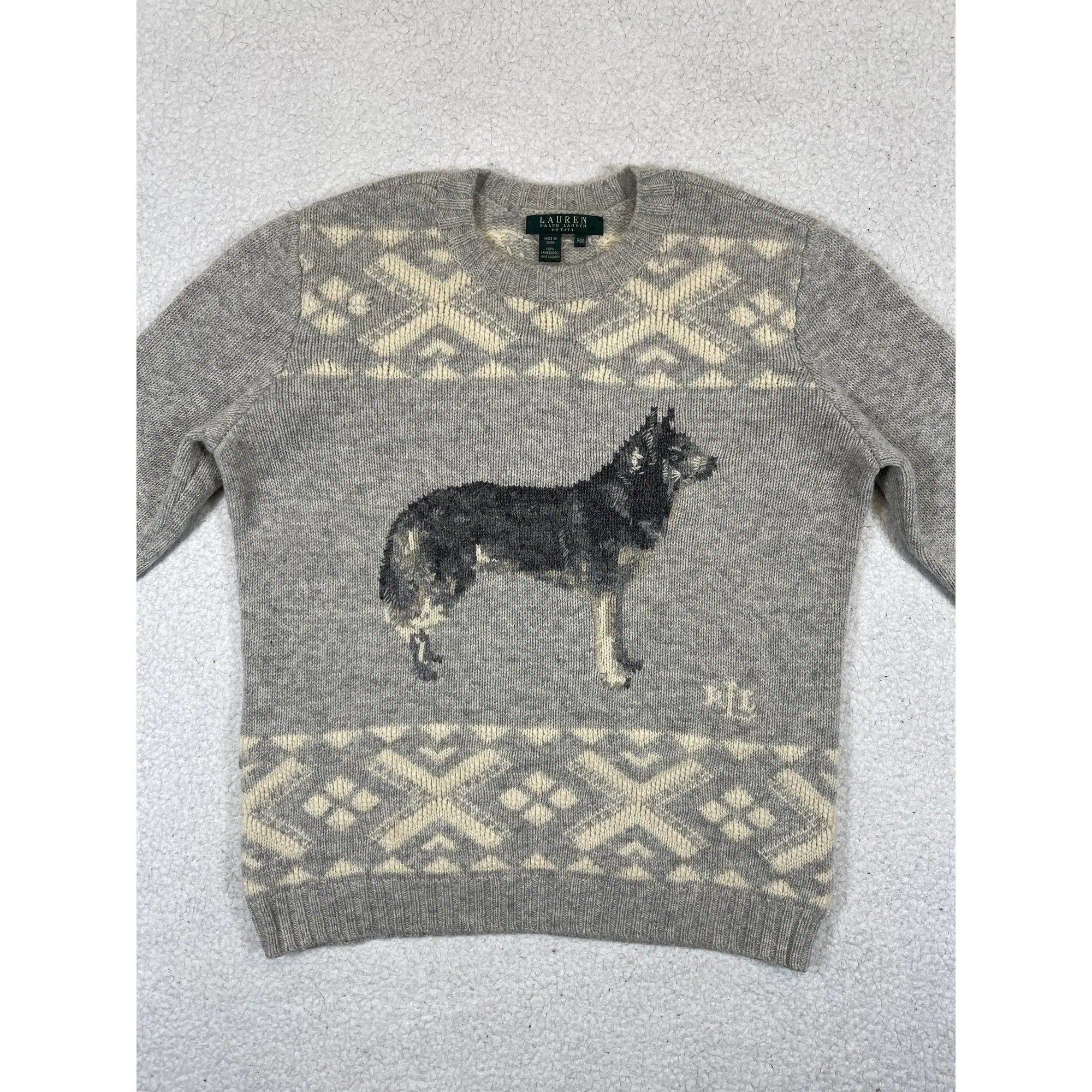 Lauren Ralph Lauren Pullover aus Lammwolle mit Husky-Muster (Vintage)