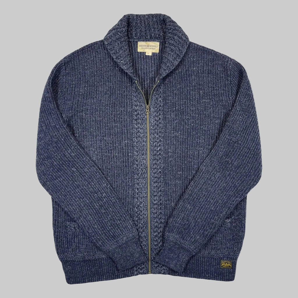 Denim & Supply Ralph Lauren Full-Zip Indigo Knit Sweater (Vintage)