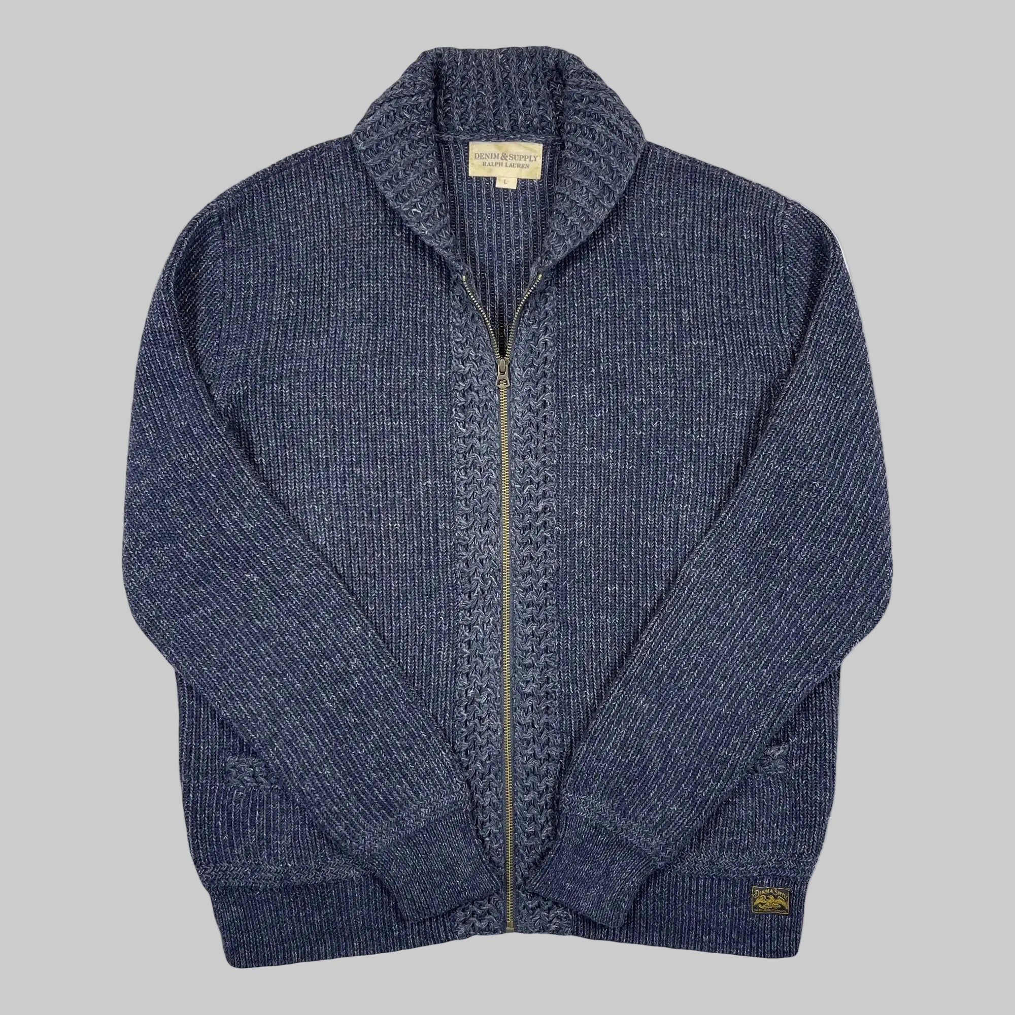 Denim & Supply Ralph Lauren Full-Zip Indigo Knit Sweater (Vintage)