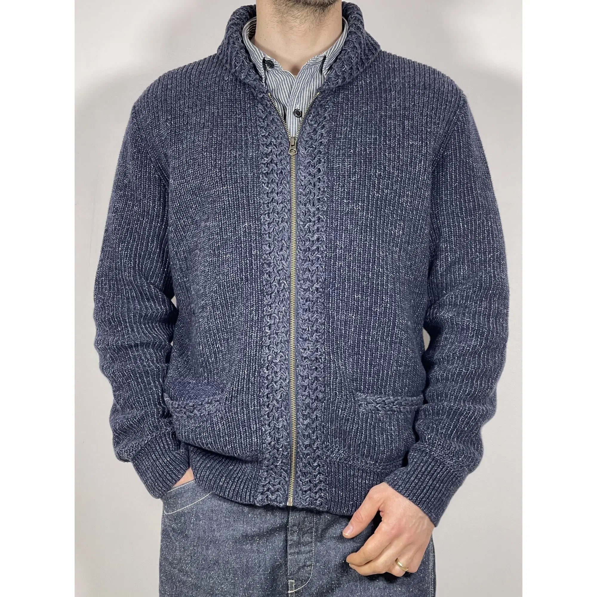Denim & Supply Ralph Lauren Full-Zip Indigo Knit Sweater (Vintage)