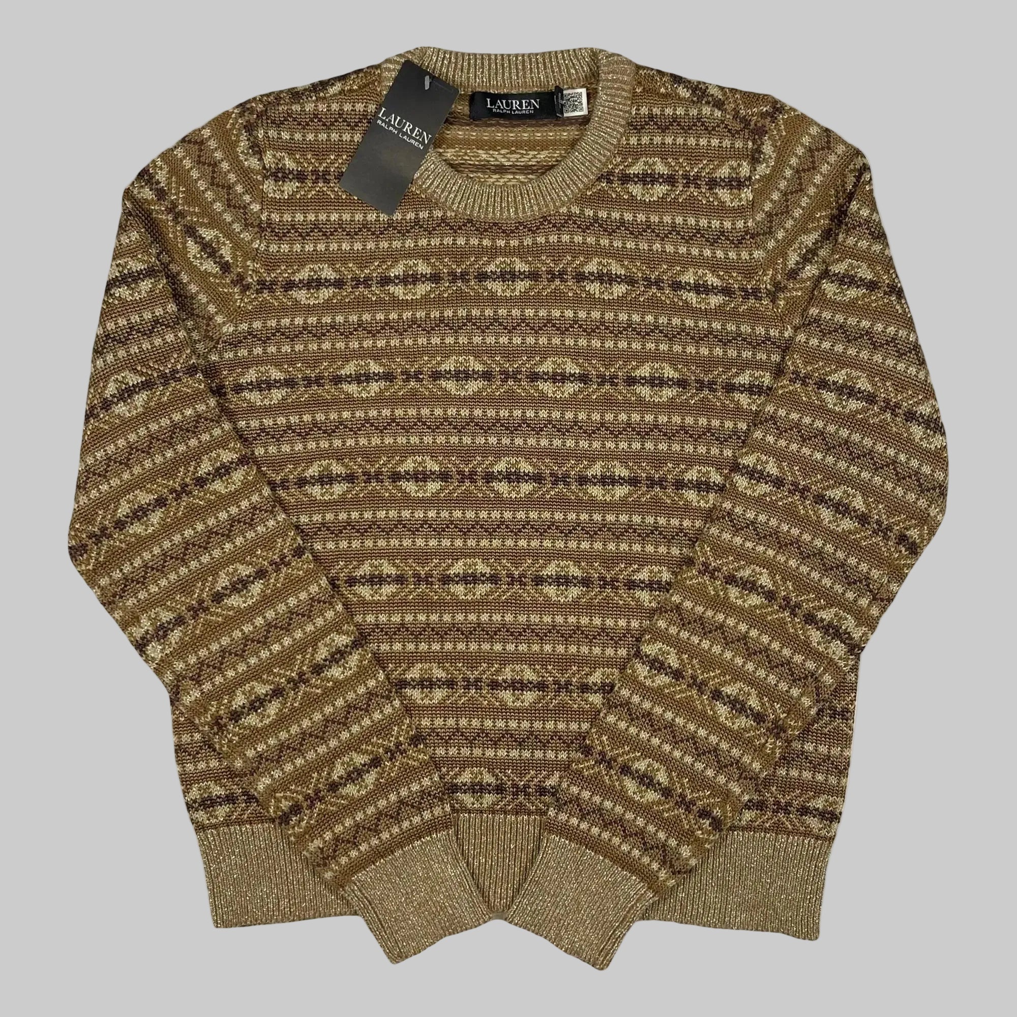 Lauren Ralph Lauren Fair Isle Metallized Cotton Blend Pullover (2023)