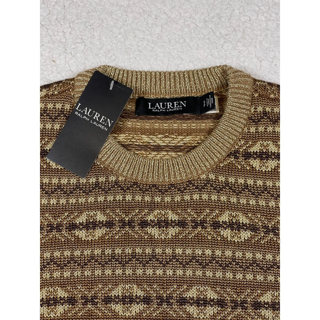 Lauren Ralph Lauren Fair Isle Metallized Cotton Blend Pullover (2023)