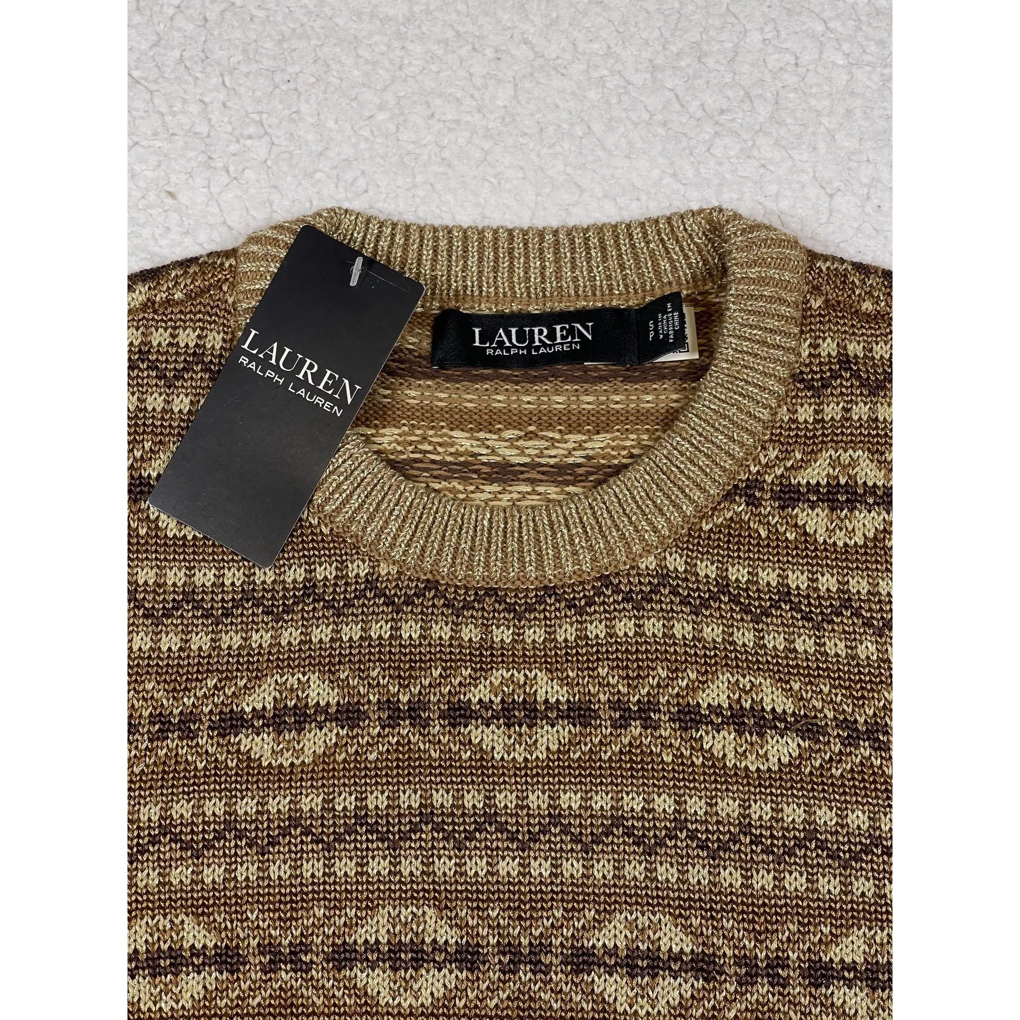 Lauren Ralph Lauren Fair Isle Metallized Cotton Blend Pullover (2023)