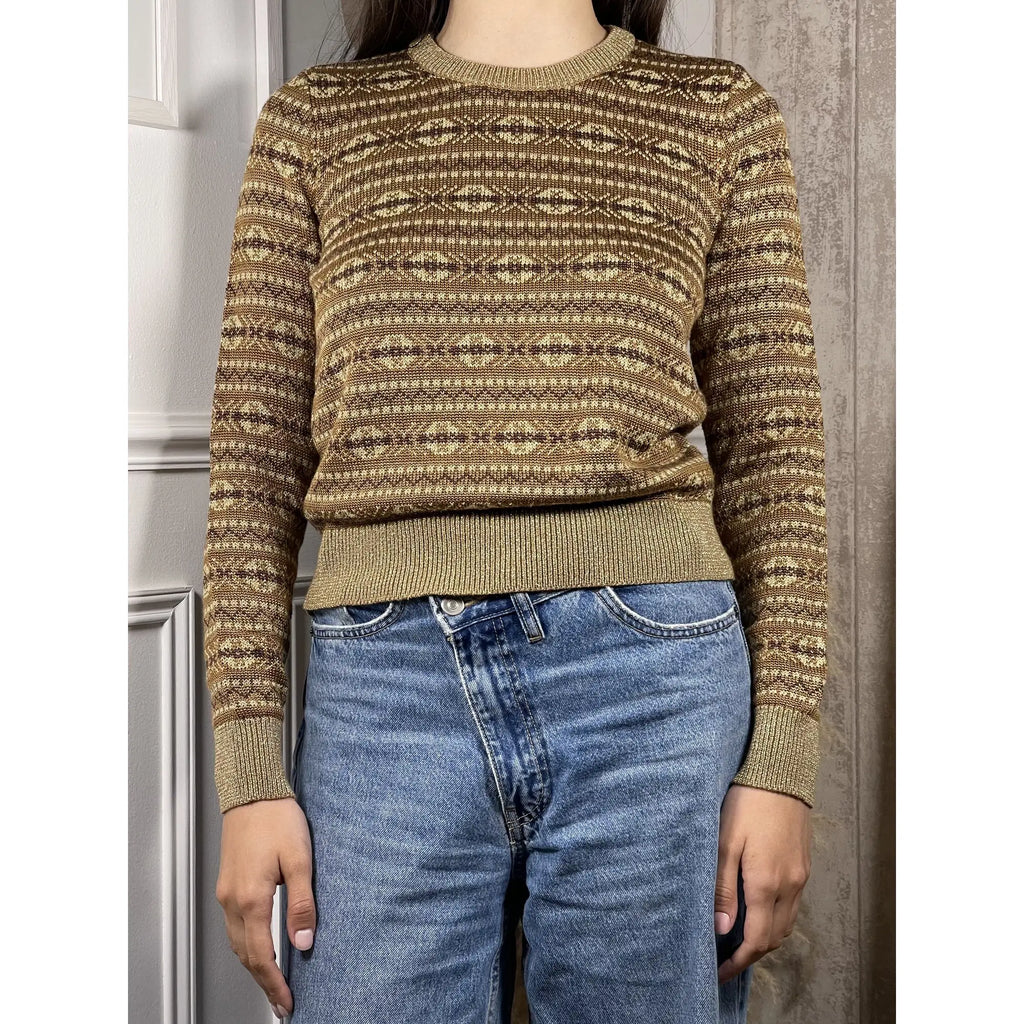 Lauren Ralph Lauren Fair Isle Metallized Cotton Blend Pullover (2023)