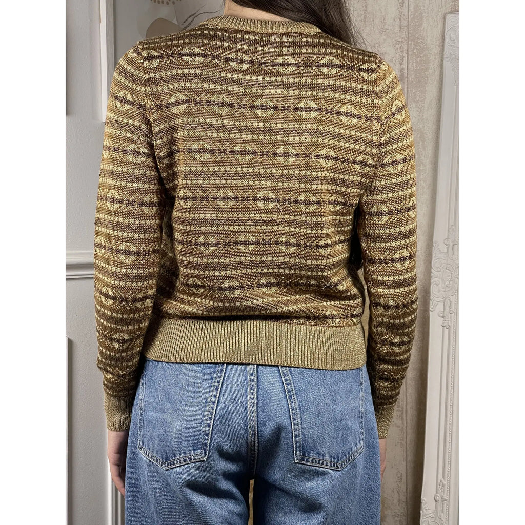 Lauren Ralph Lauren Fair Isle Metallized Cotton Blend Pullover (2023)
