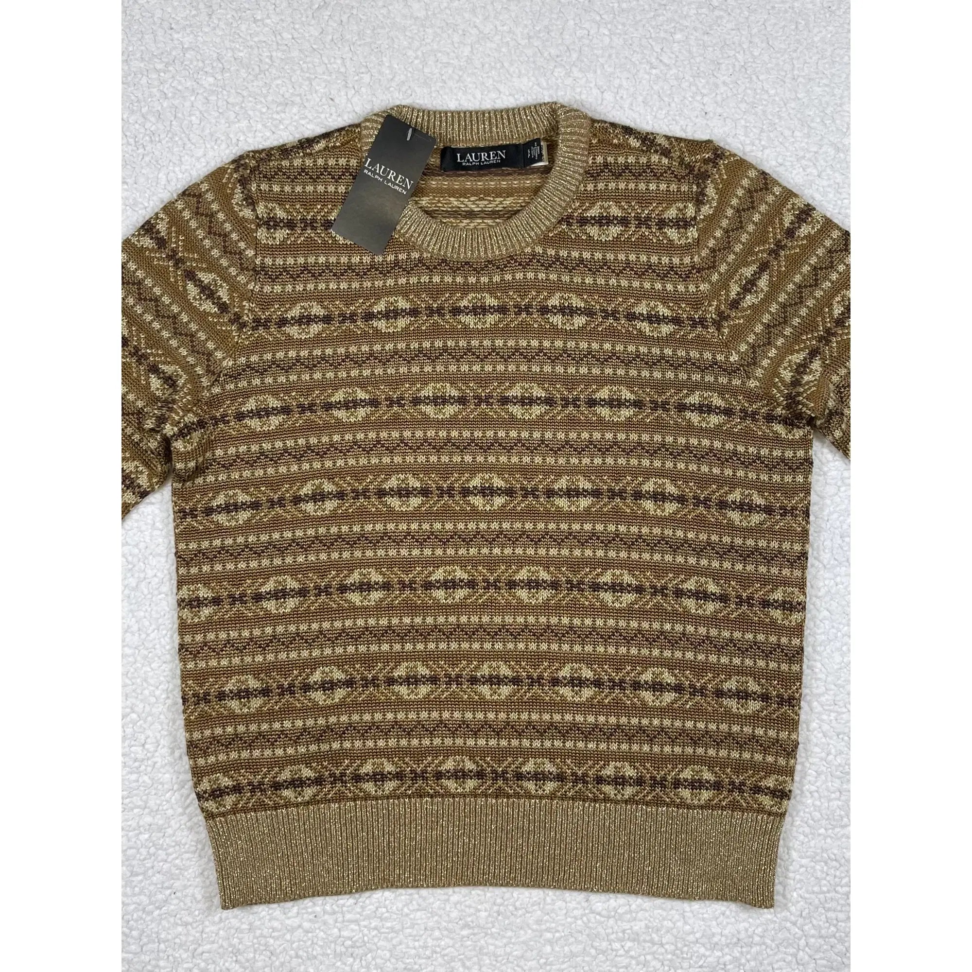 Lauren Ralph Lauren Fair Isle Metallized Cotton Blend Pullover (2023)