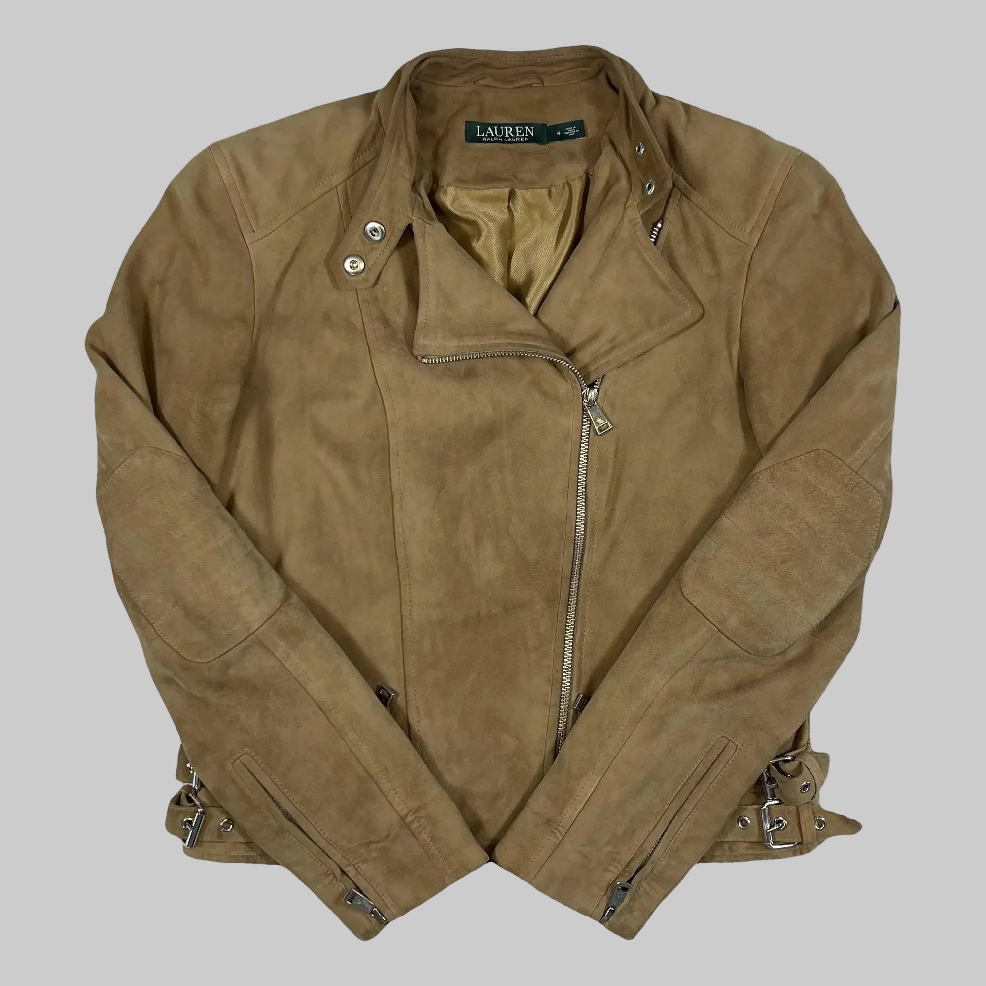 Lauren Ralph Lauren Goat Suede Motorcycle Jacket