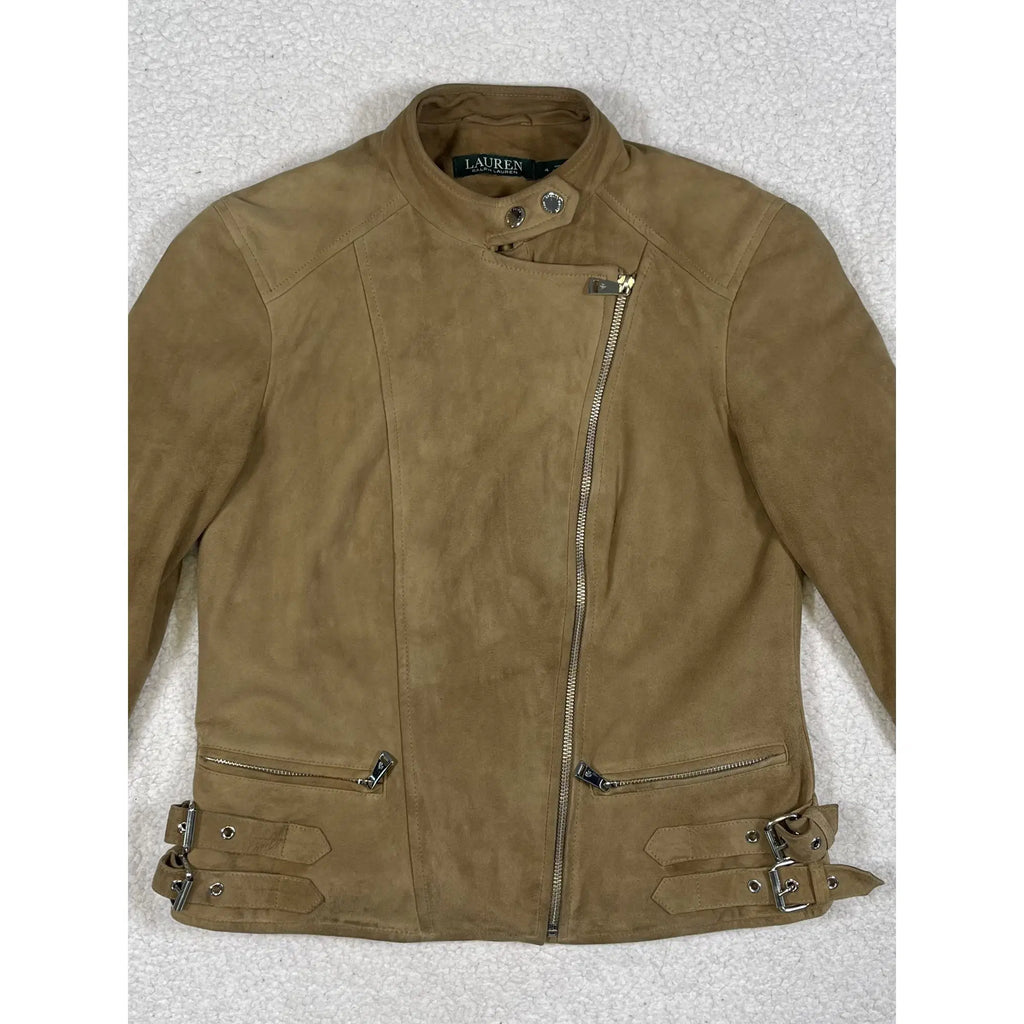 Lauren Ralph Lauren Goat Suede Motorcycle Jacket