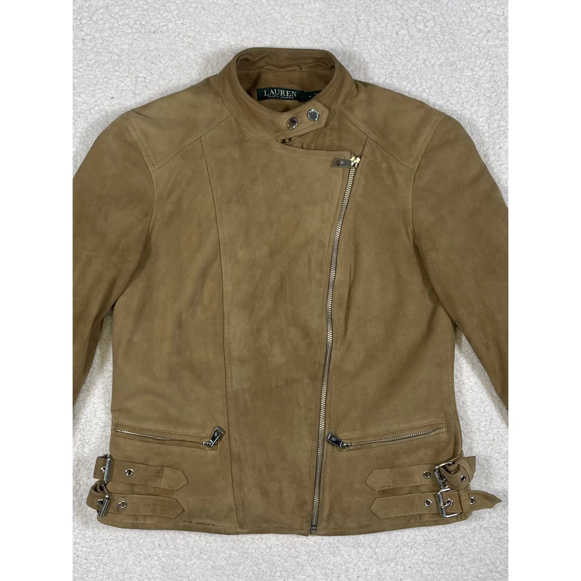 Lauren Ralph Lauren Goat Suede Motorcycle Jacket