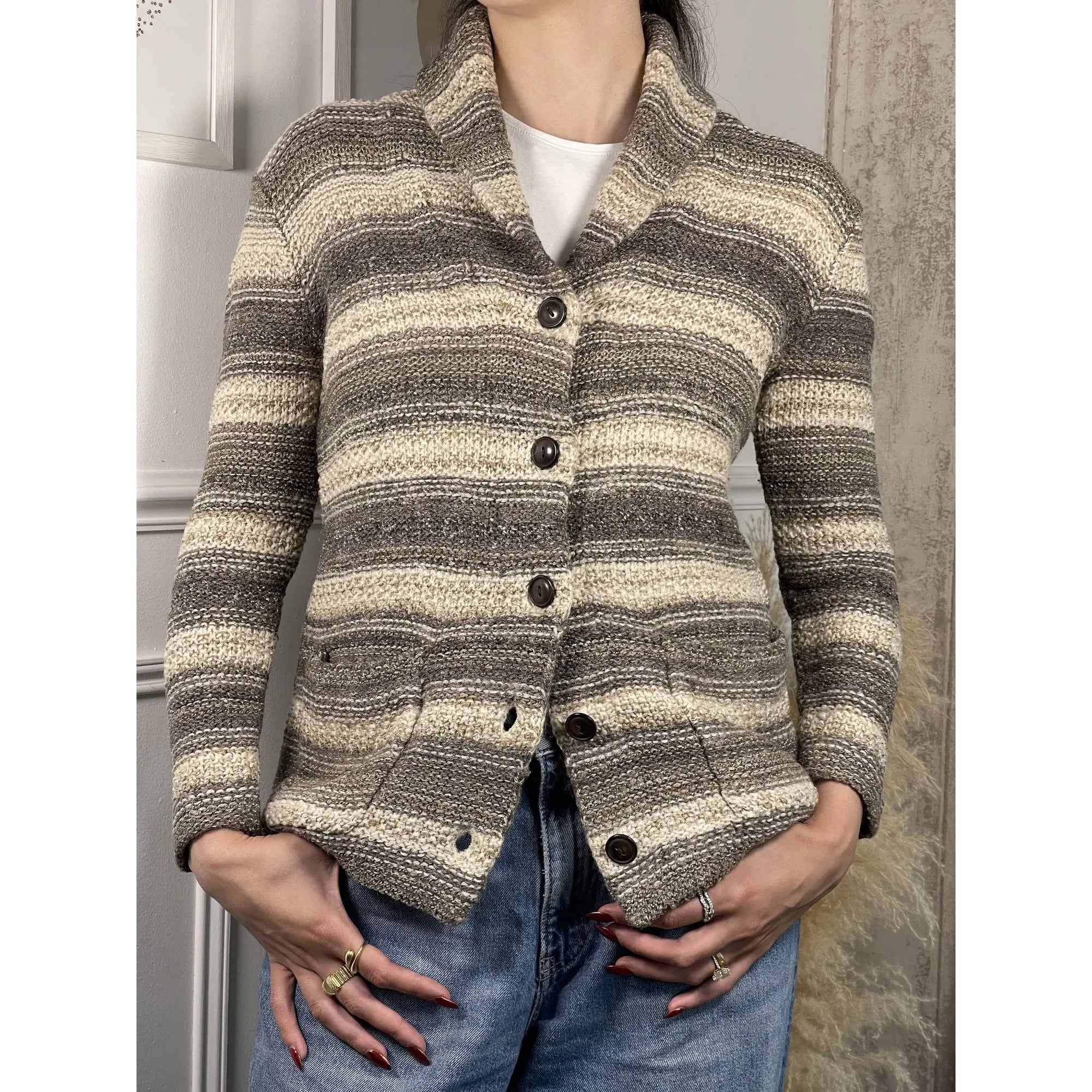 Denim & Supply Ralph Lauren Striped Wool Blend Cardigan (Vintage)
