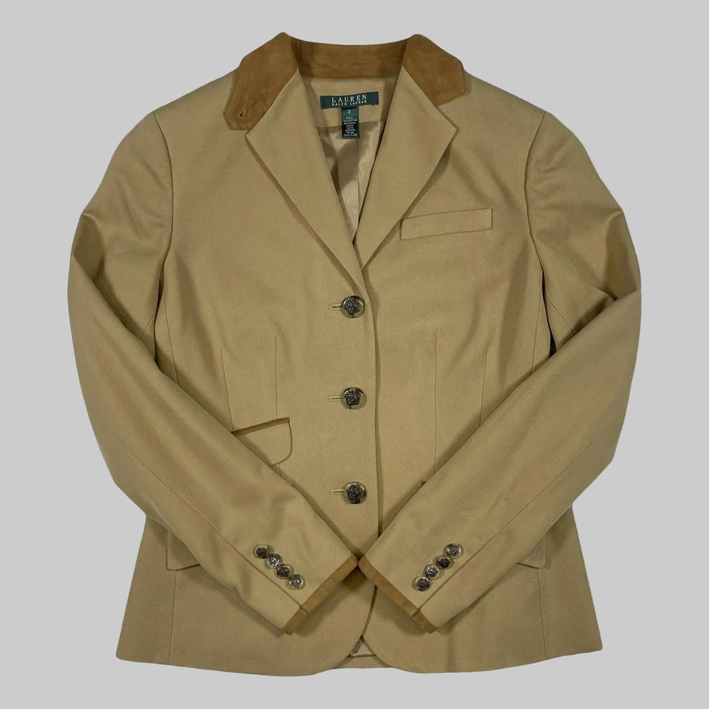 Lauren Ralph Lauren Suede-Trimmed Cotton Blend Equestrian Blazer (Vintage)