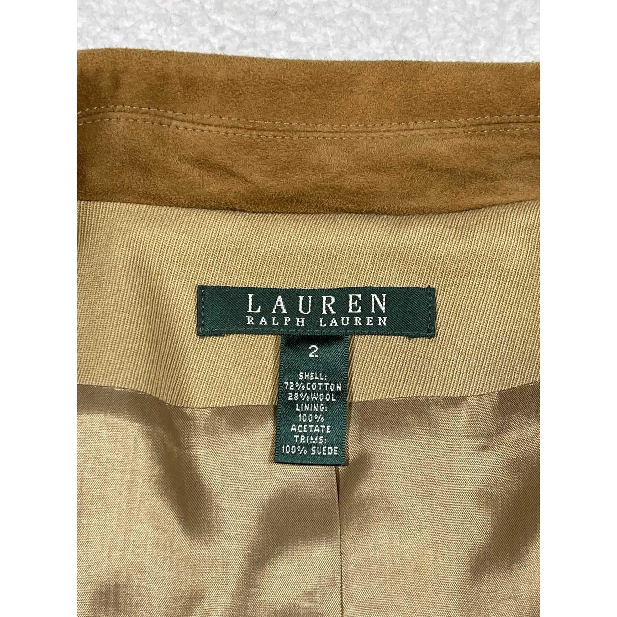 Lauren Ralph Lauren Suede-Trimmed Cotton Blend Equestrian Blazer (Vintage)