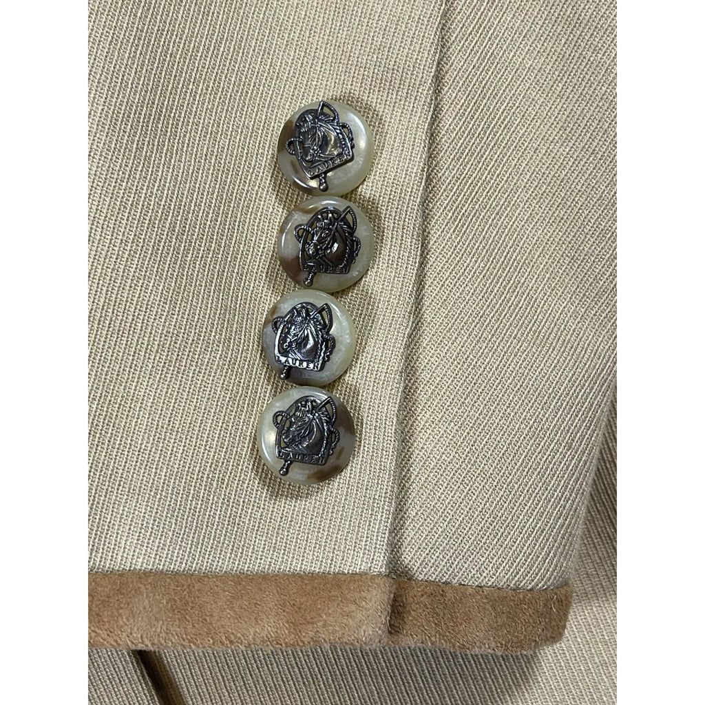 Lauren Ralph Lauren Suede-Trimmed Cotton Blend Equestrian Blazer (Vintage)