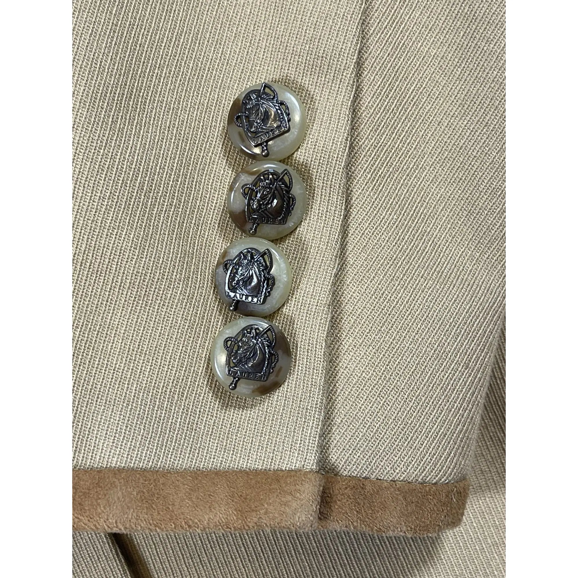 Lauren Ralph Lauren Suede-Trimmed Cotton Blend Equestrian Blazer (Vintage)