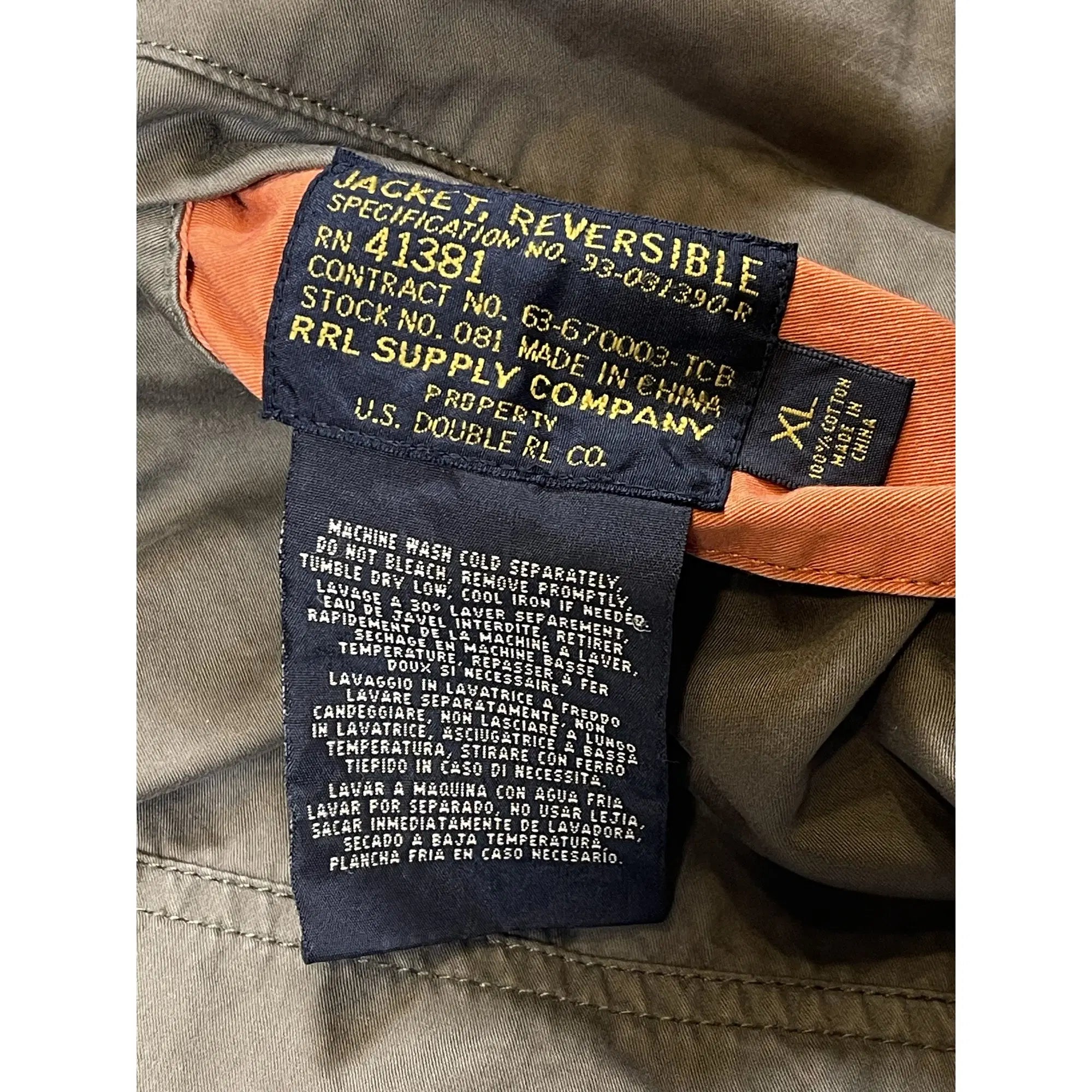 Ralph Lauren RRL Double RL Veste réversible en sergé