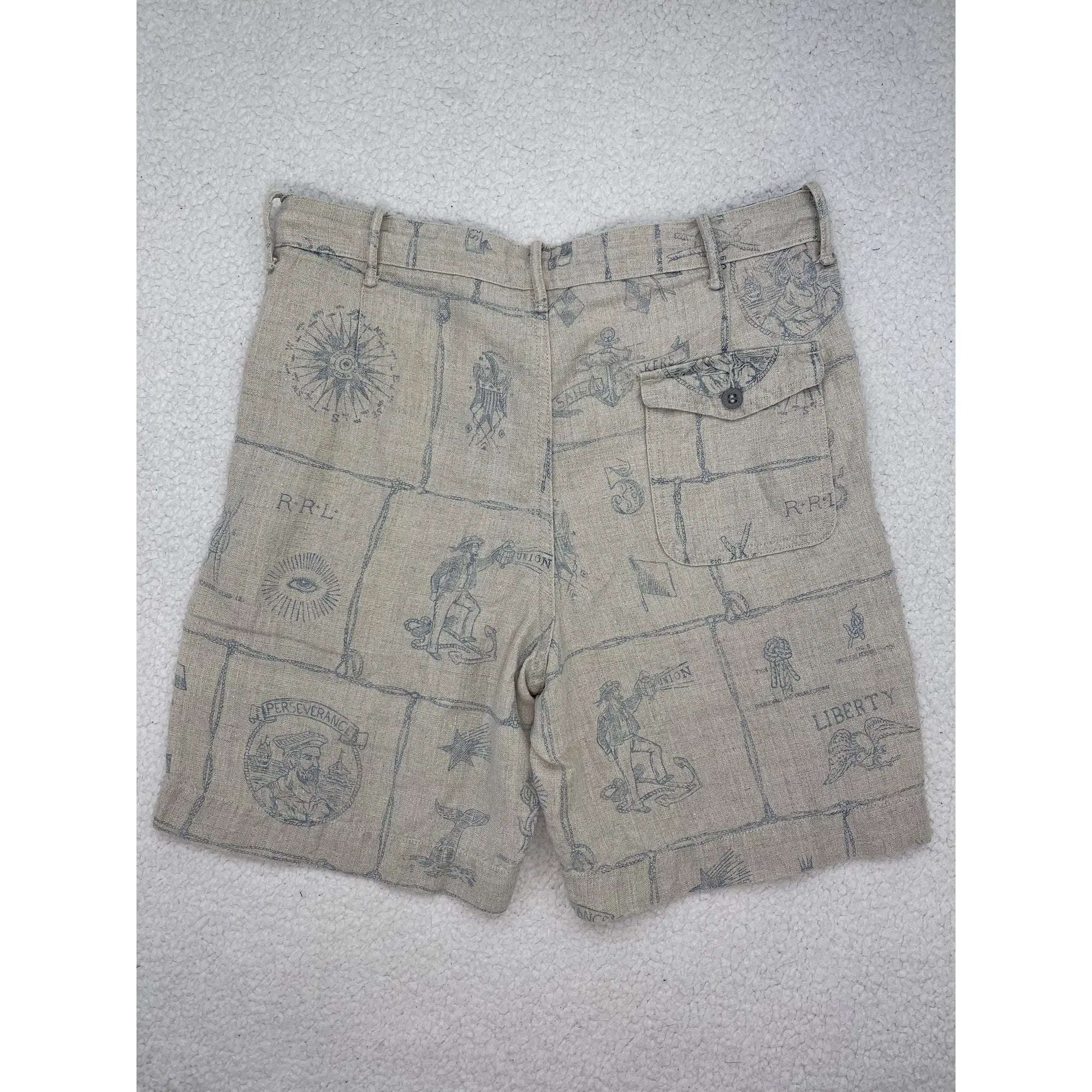 Shorts en lin à motifs Indigo Ralph Lauren RRL Double RL