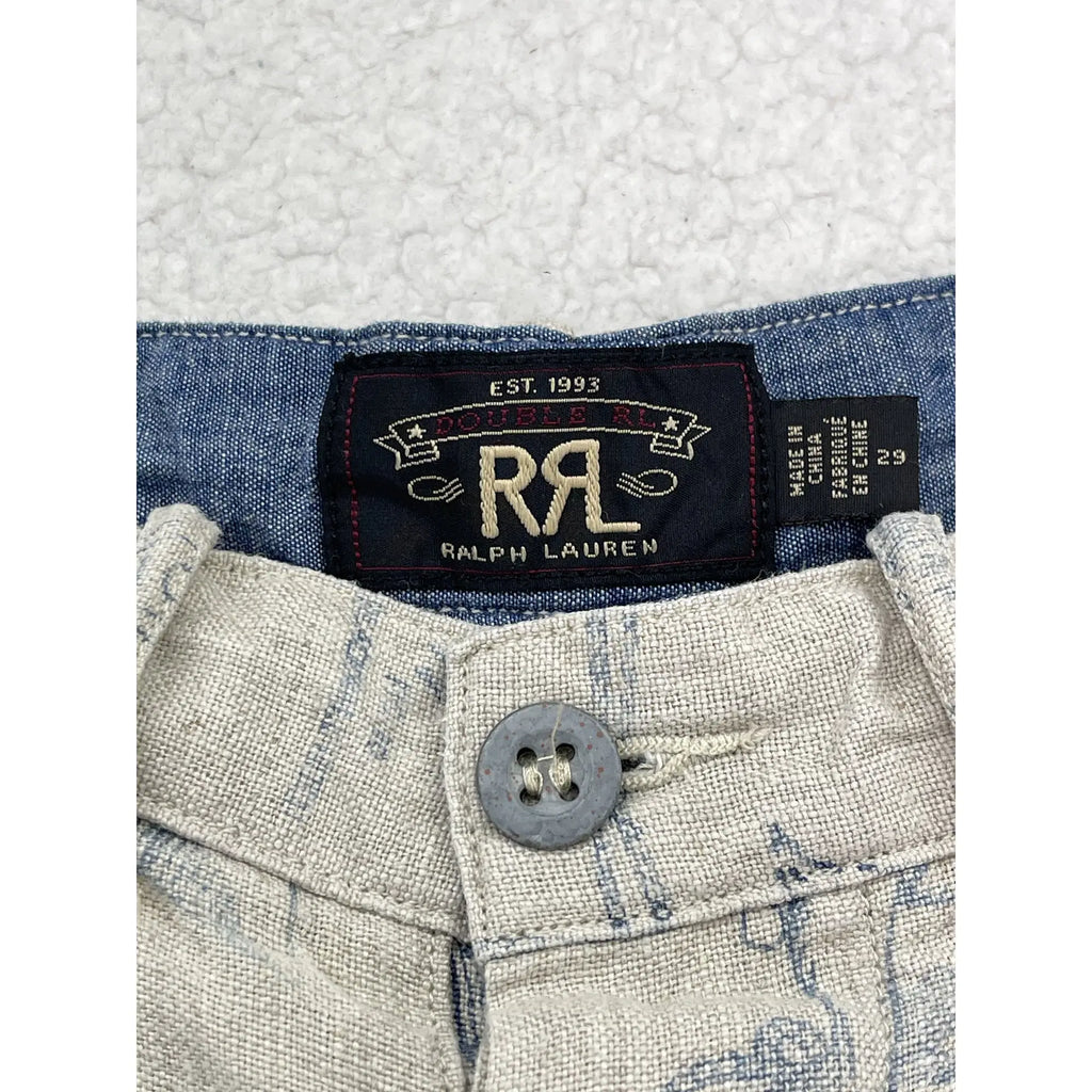 Shorts en lin à motifs Indigo Ralph Lauren RRL Double RL
