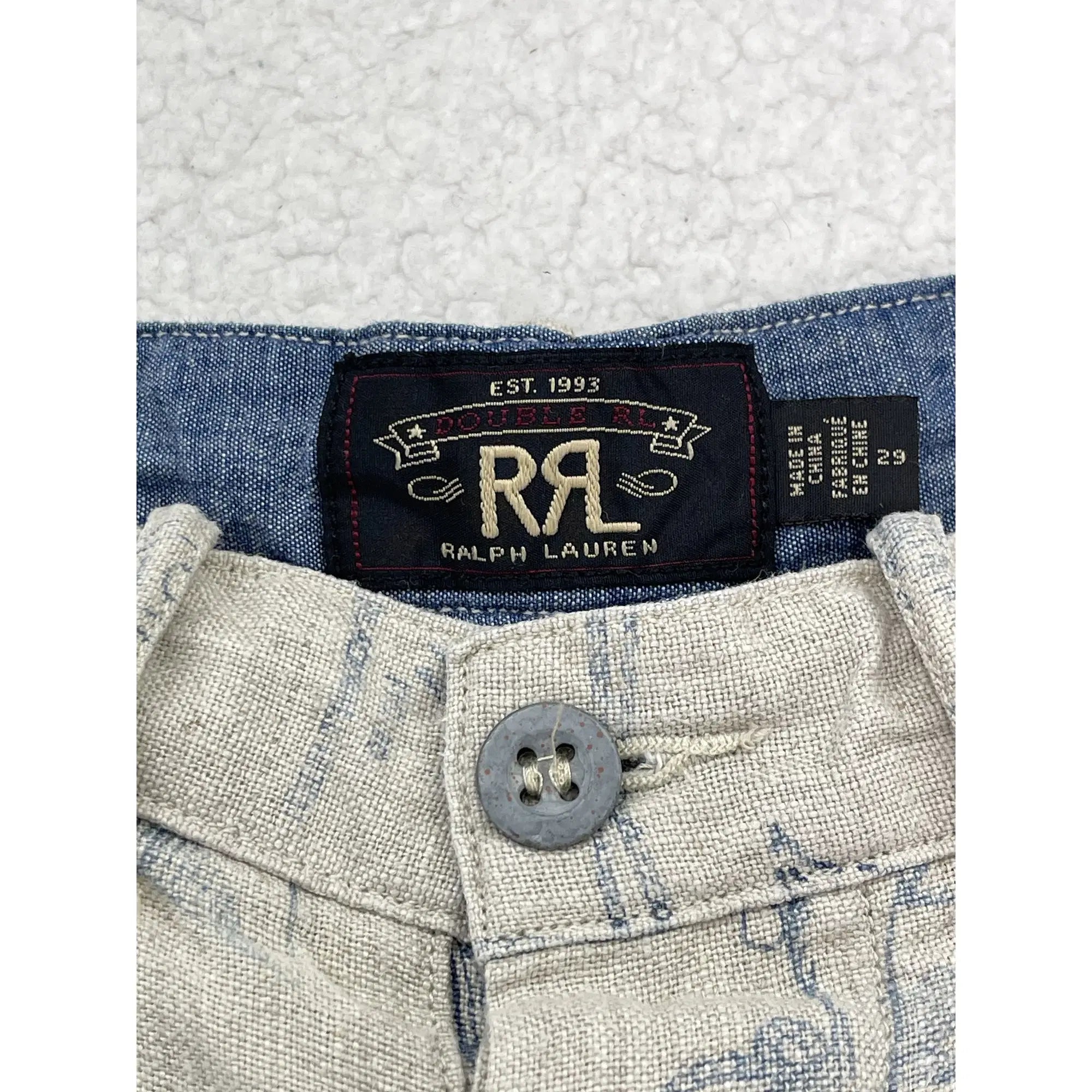 Shorts en lin à motifs Indigo Ralph Lauren RRL Double RL