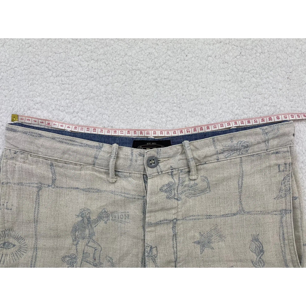 Shorts en lin à motifs Indigo Ralph Lauren RRL Double RL