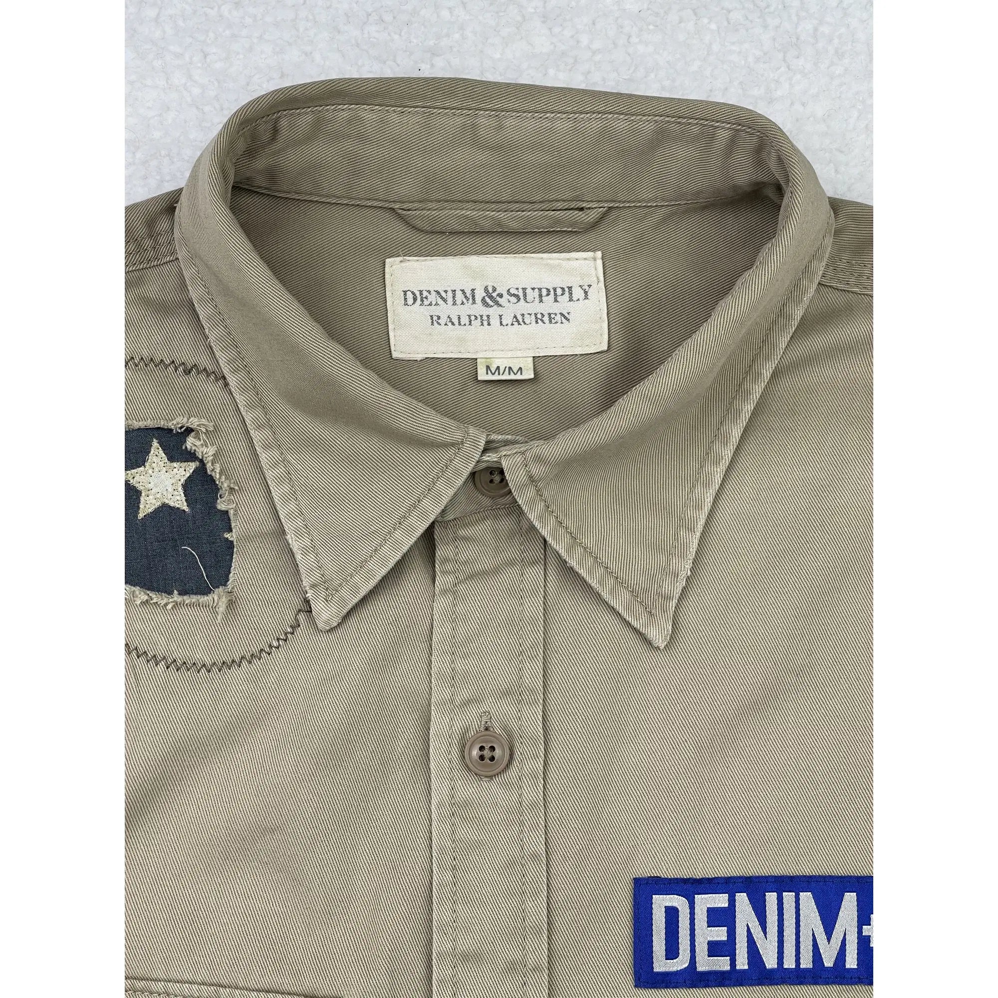 Denim & Supply Ralph Lauren Patched Military Shirt with Iconic Flag (Vintage)