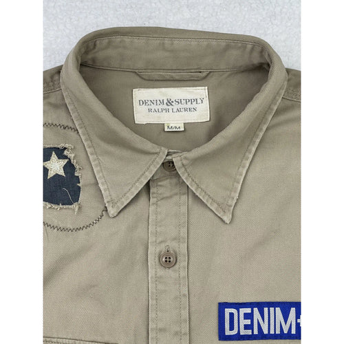 Denim & Supply Ralph Lauren Patched Military Shirt with Iconic Flag (Vintage)