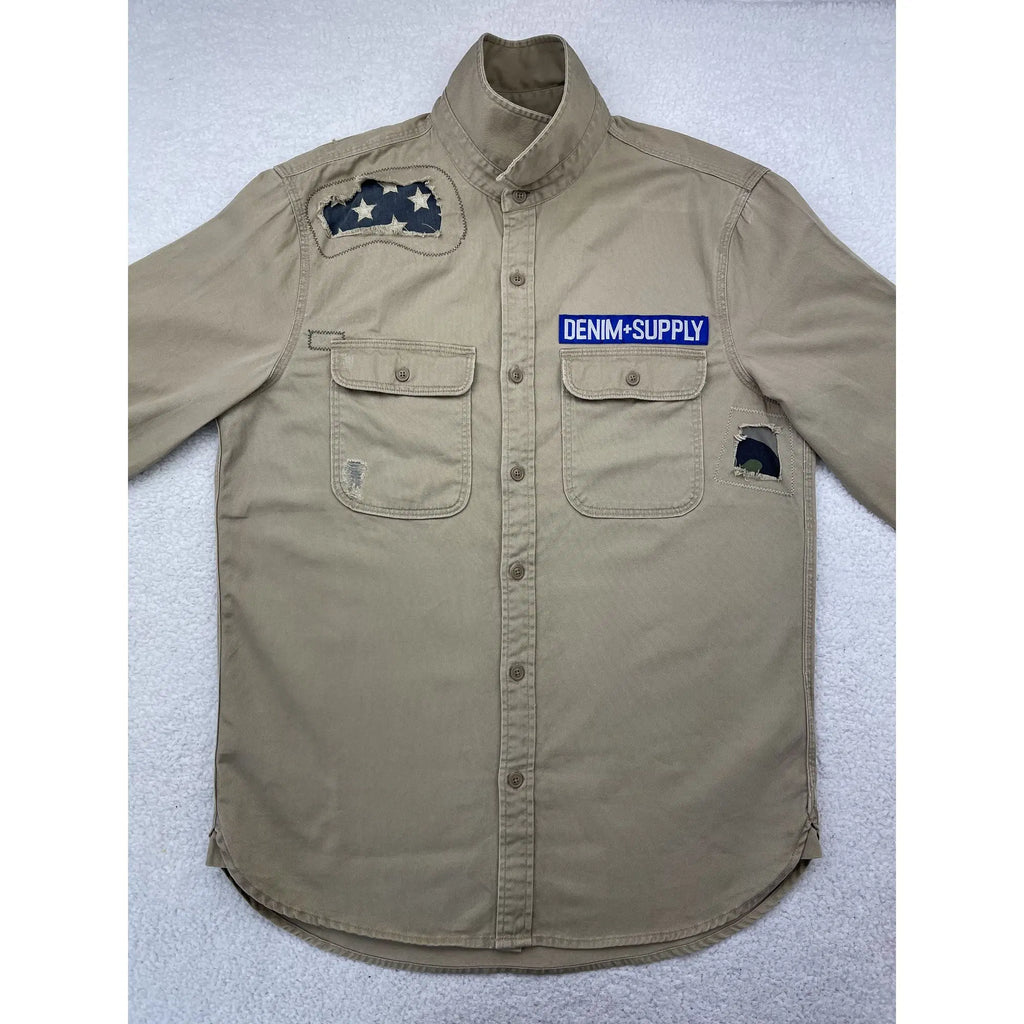 Denim & Supply Ralph Lauren Patched Military Shirt with Iconic Flag (Vintage)