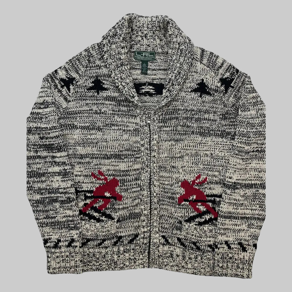 Lauren Ralph Lauren Skifahrer-Strickjacke mit durchgehendem Reißverschluss aus Baumwollmischung