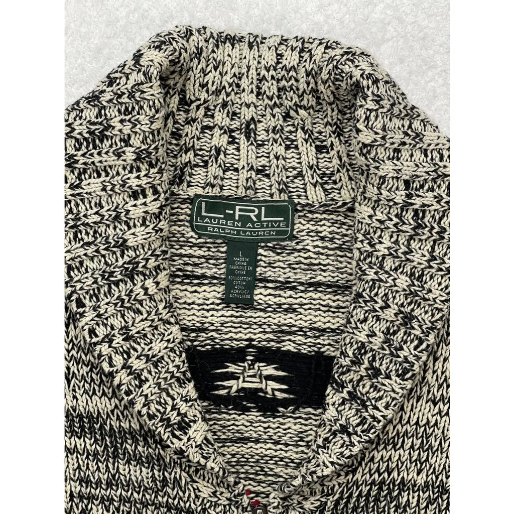 Lauren Ralph Lauren Skifahrer-Strickjacke mit durchgehendem Reißverschluss aus Baumwollmischung