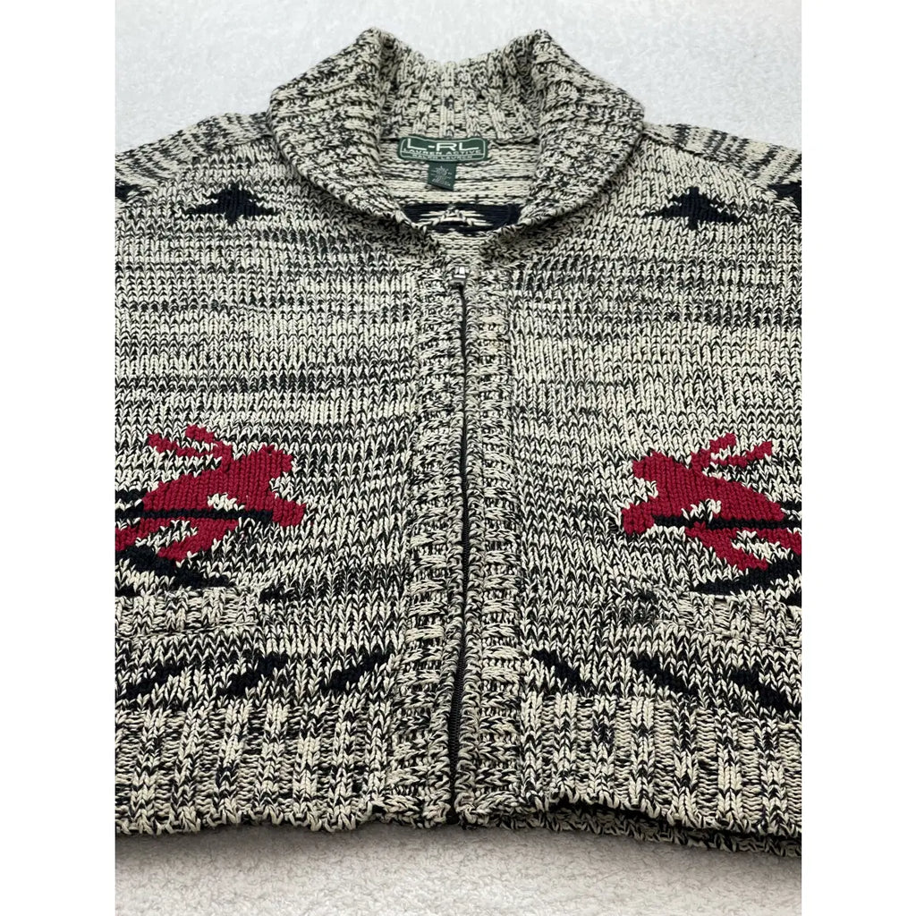 Lauren Ralph Lauren Skifahrer-Strickjacke mit durchgehendem Reißverschluss aus Baumwollmischung