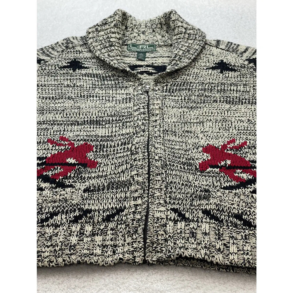 Lauren Ralph Lauren Skifahrer-Strickjacke mit durchgehendem Reißverschluss aus Baumwollmischung