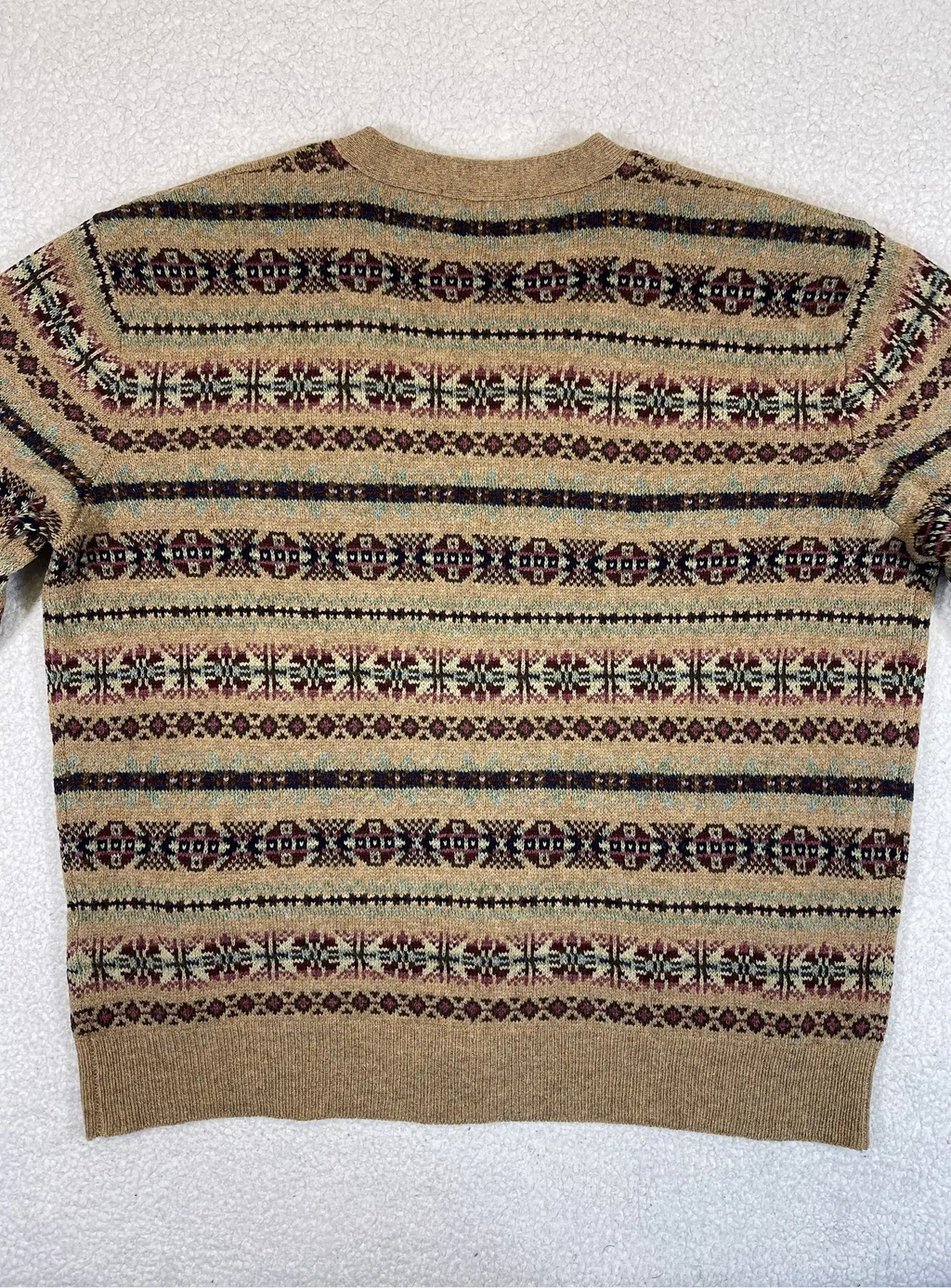 Cardigan Polo Ralph Lauren Fair Isle à empiècements en daim