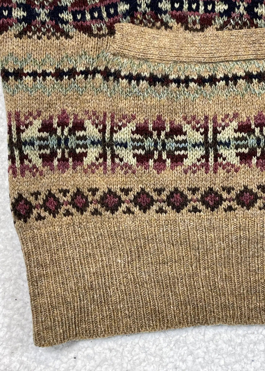 Cardigan Polo Ralph Lauren Fair Isle à empiècements en daim