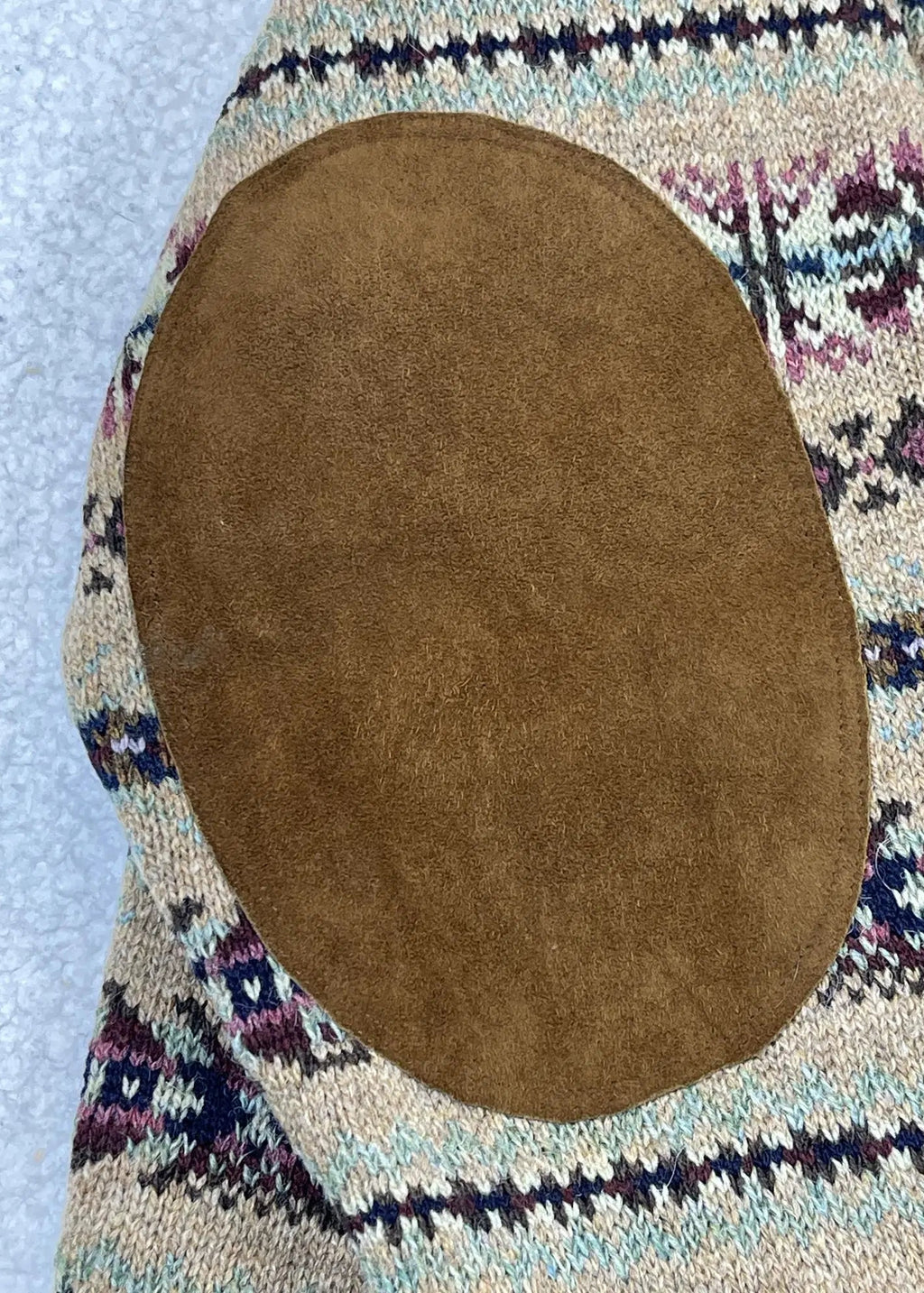 Cardigan Polo Ralph Lauren Fair Isle à empiècements en daim