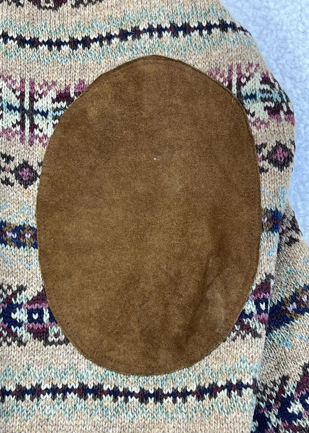 Cardigan Polo Ralph Lauren Fair Isle à empiècements en daim