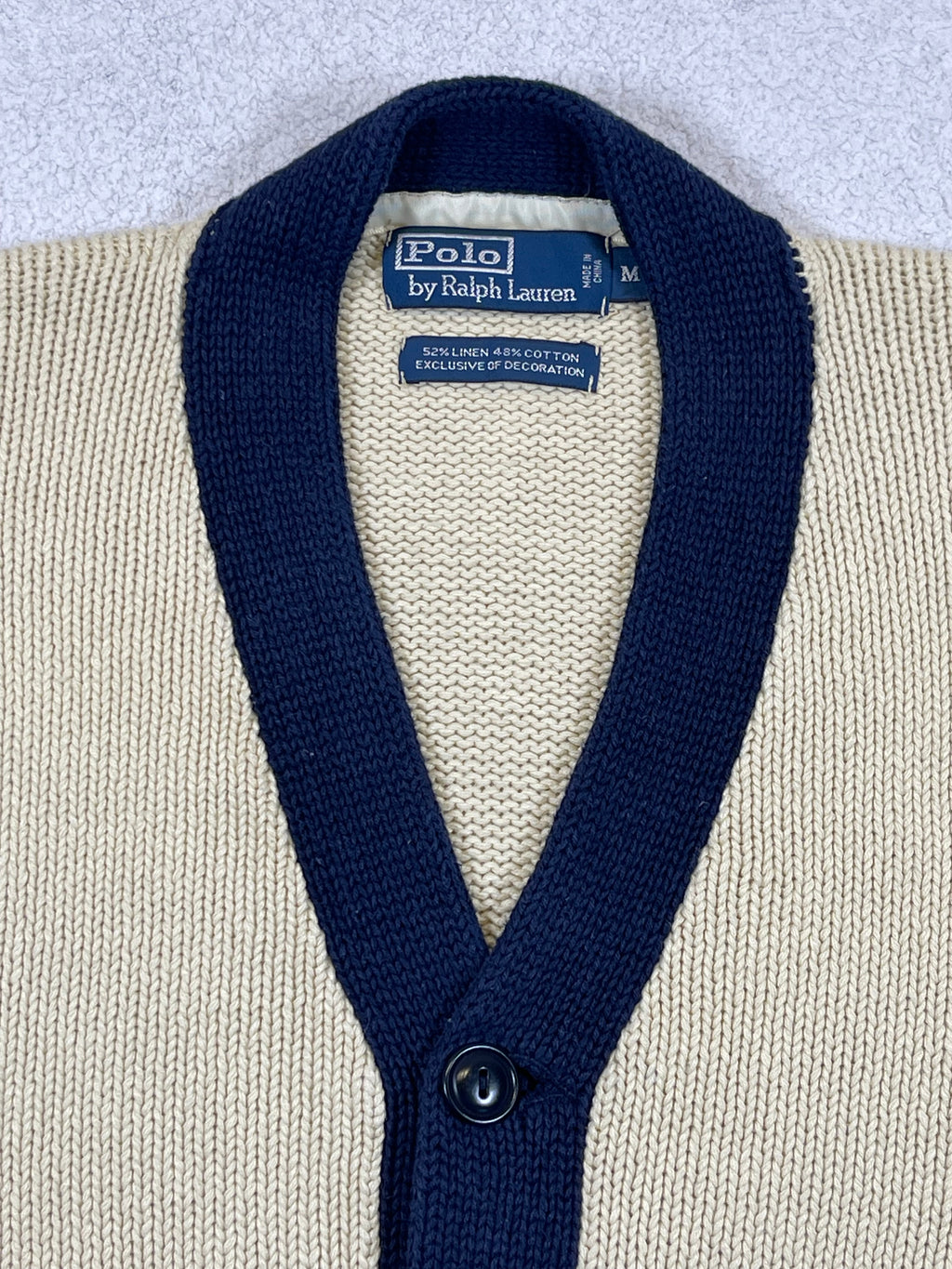 Polo by Ralph Lauren Vintage Collegiate-Inspired Linen & Cotton Cardigan