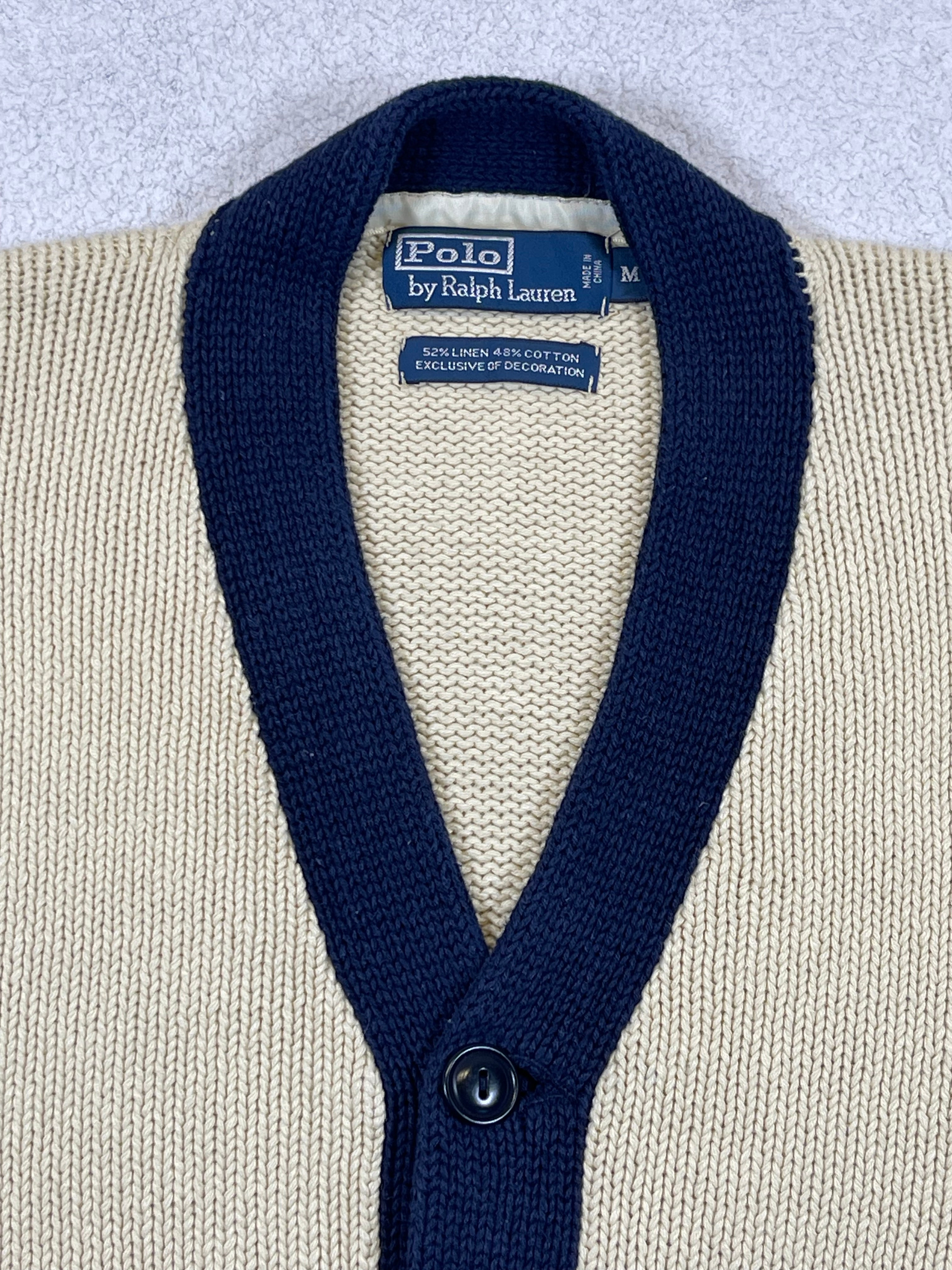 Polo by Ralph Lauren Vintage Collegiate-Inspired Linen & Cotton Cardigan