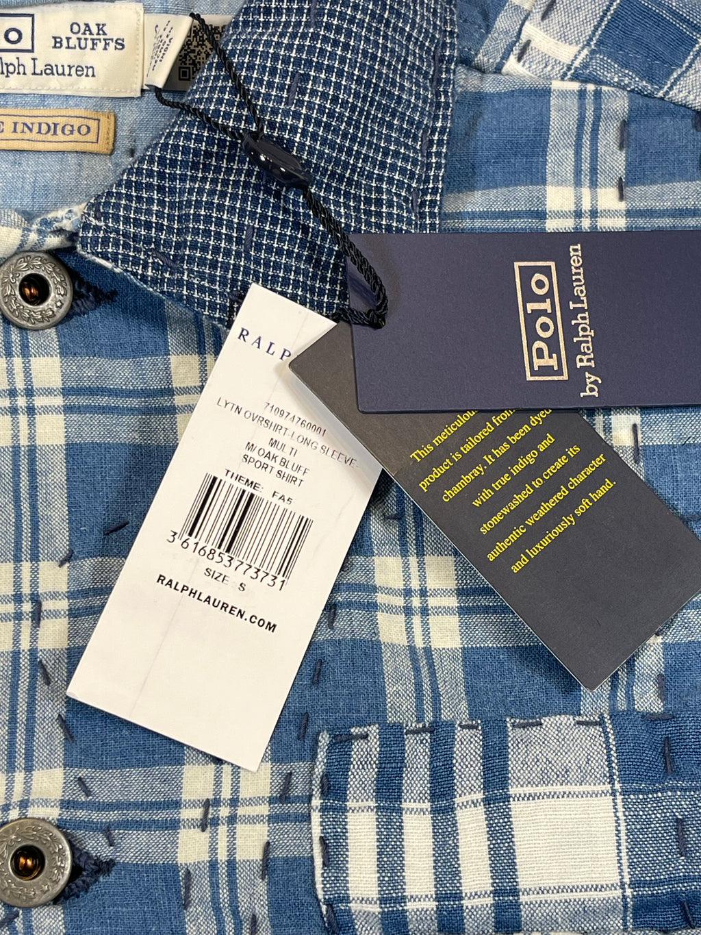 🧵 Polo by Ralph Lauren x Oak Bluffs Limited-Edition Indigo Patchwork Overshirt S